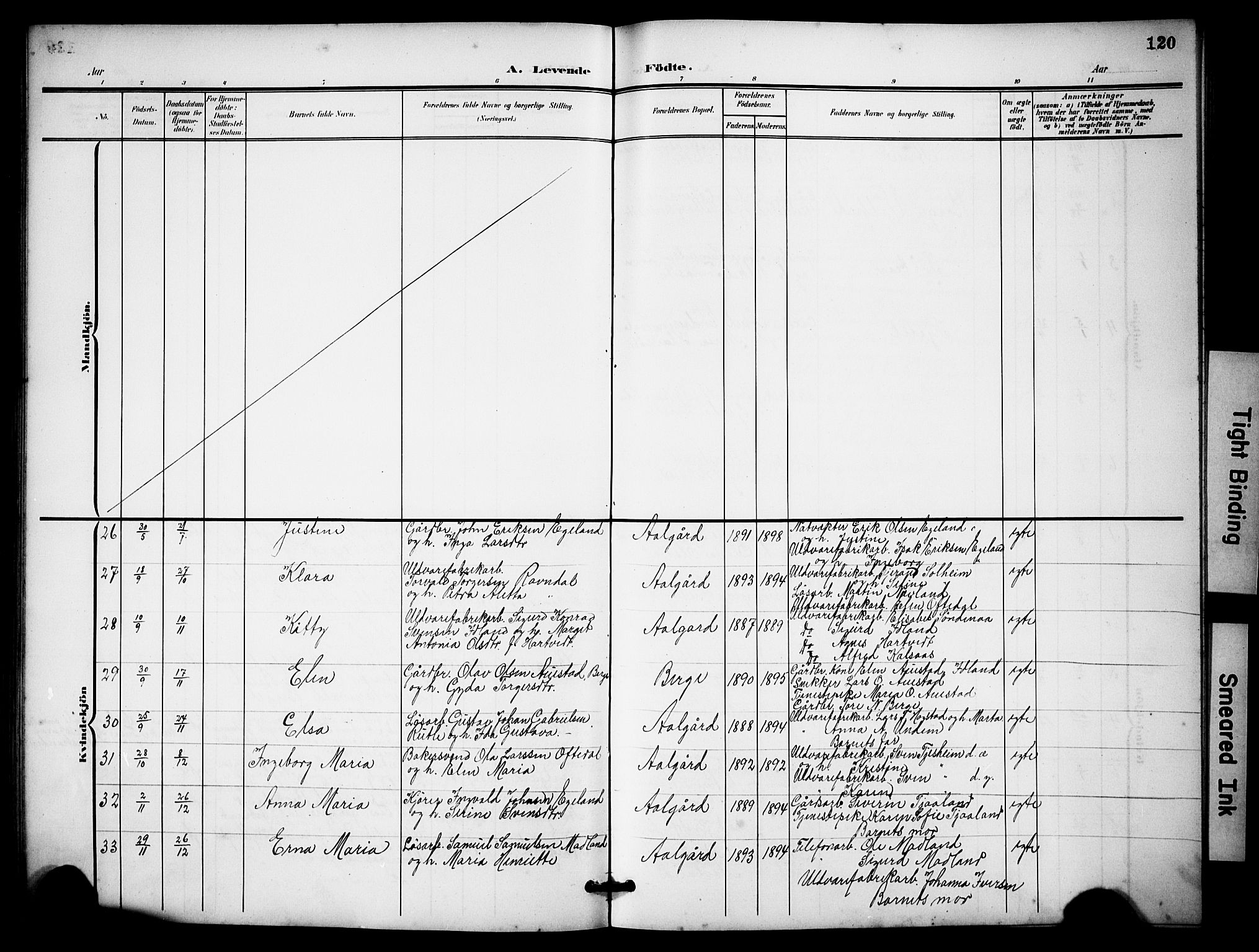 Lye sokneprestkontor, AV/SAST-A-101794/001/30BB/L0009: Klokkerbok nr. B 9, 1902-1923, s. 120