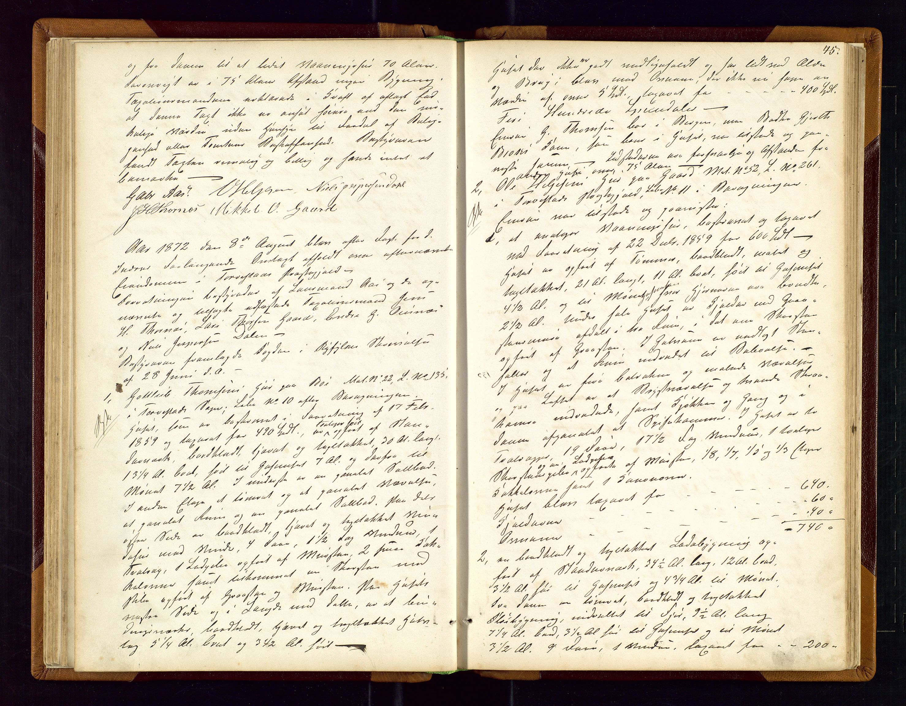 Torvestad lensmannskontor, AV/SAST-A-100307/1/Goa/L0001: "Brandtaxationsprotokol for Torvestad Thinglag", 1867-1883, s. 44b-45a