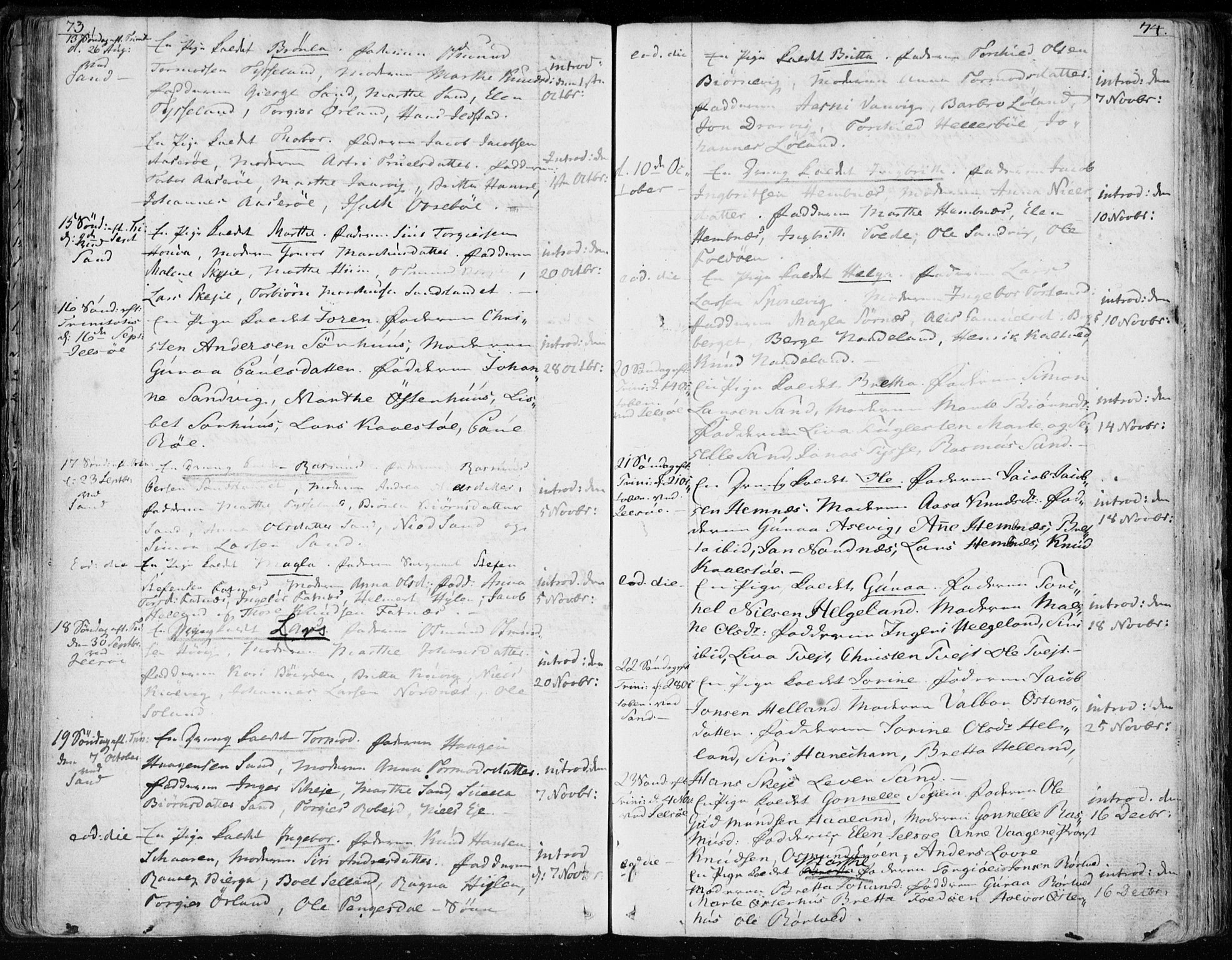 Jelsa sokneprestkontor, SAST/A-101842/01/IV: Ministerialbok nr. A 4, 1796-1816, s. 73-74