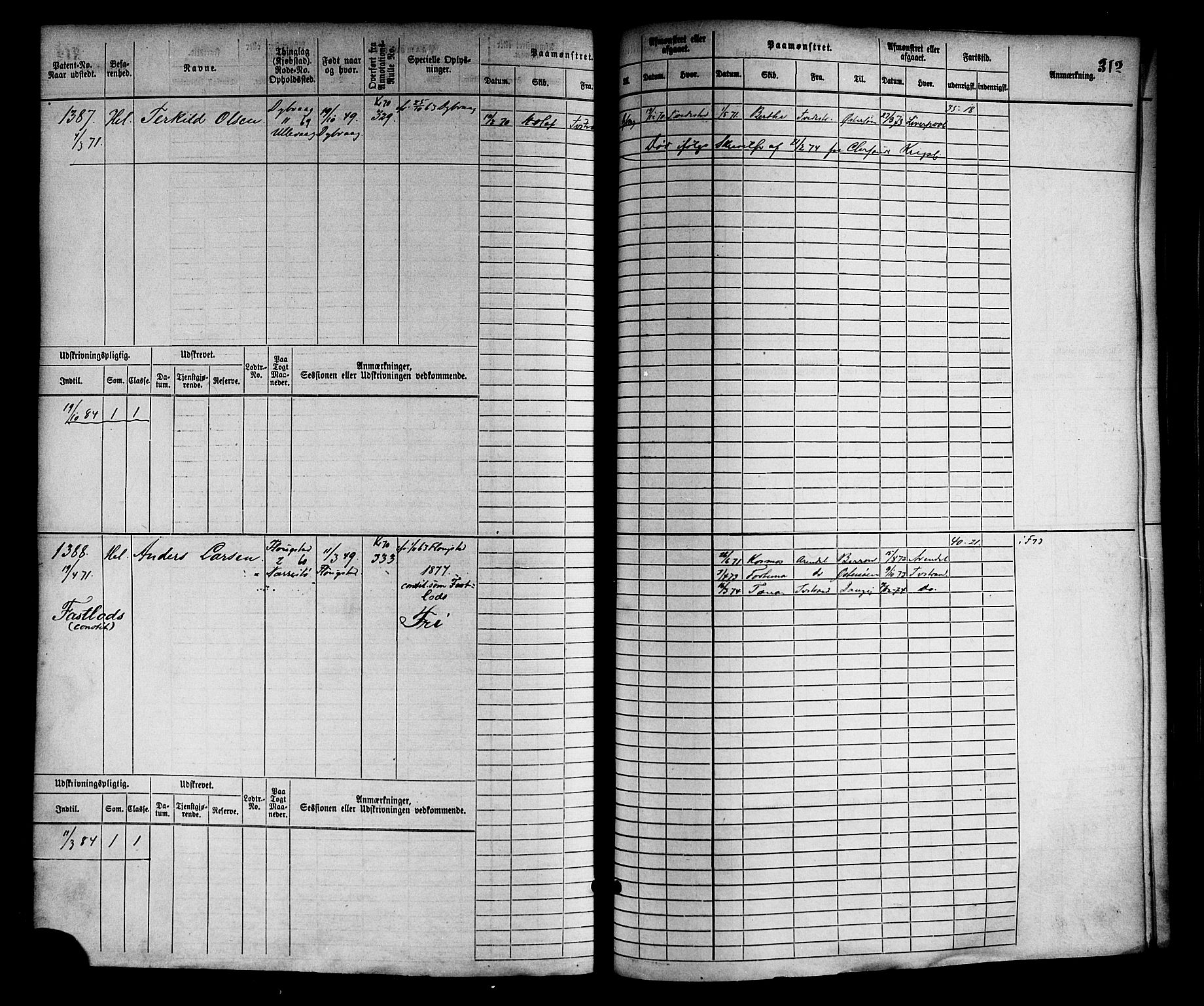 Tvedestrand mønstringskrets, AV/SAK-2031-0011/F/Fb/L0002: Hovedrulle nr 767-1528, R-3, 1868-1900, s. 321
