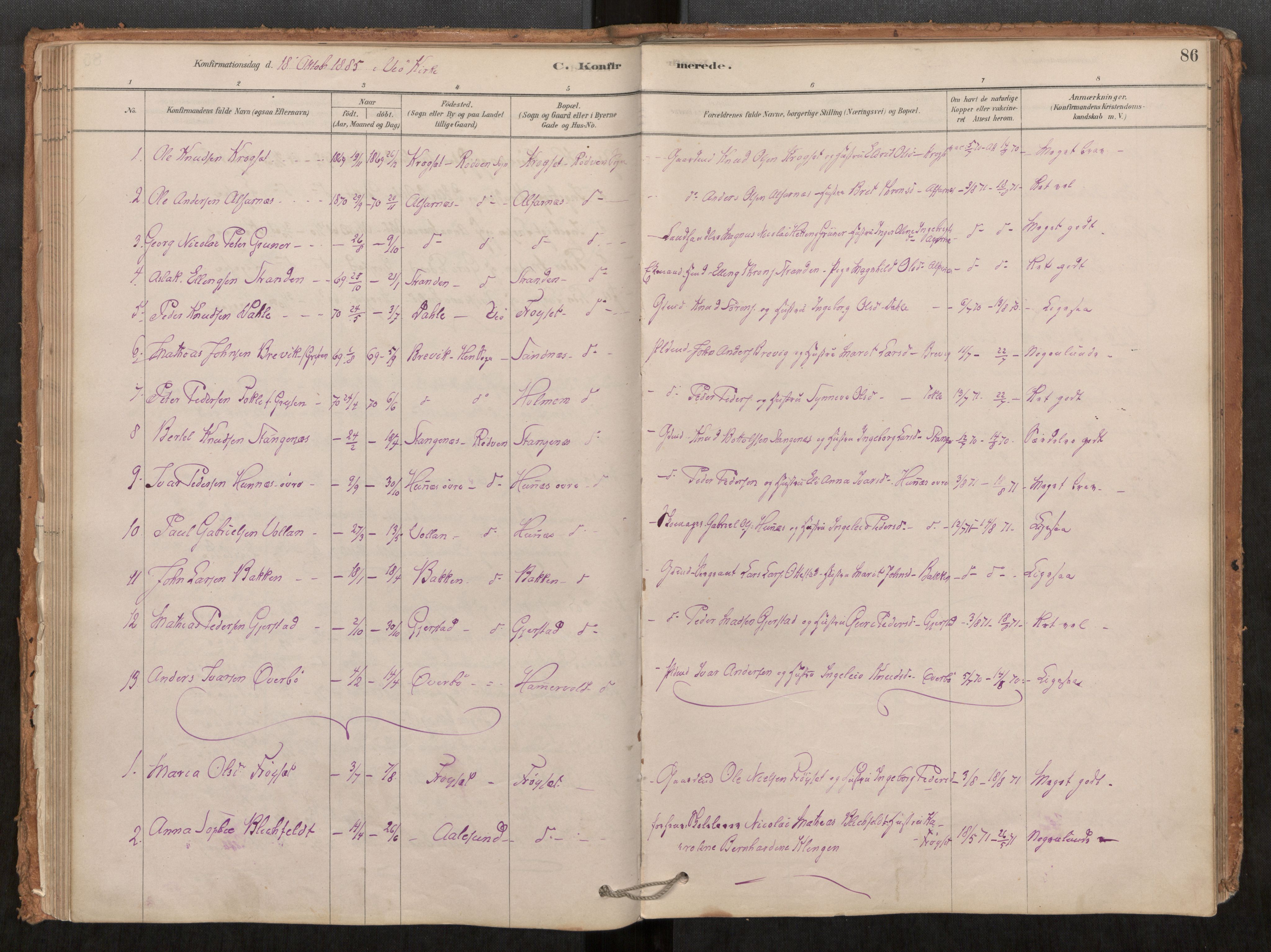 Ministerialprotokoller, klokkerbøker og fødselsregistre - Møre og Romsdal, SAT/A-1454/548/L0615: Ministerialbok nr. 548A02, 1878-1906, s. 86