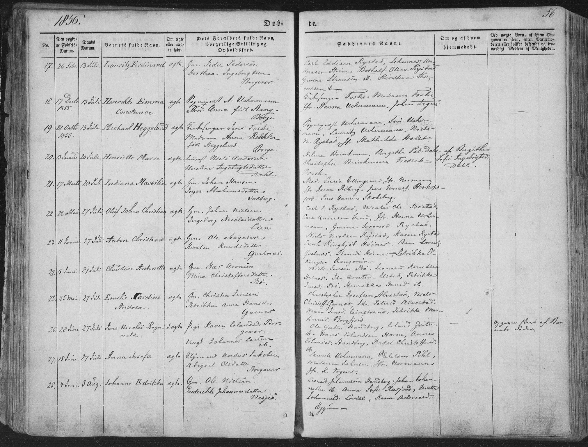 Ministerialprotokoller, klokkerbøker og fødselsregistre - Nordland, AV/SAT-A-1459/880/L1131: Ministerialbok nr. 880A05, 1844-1868, s. 56