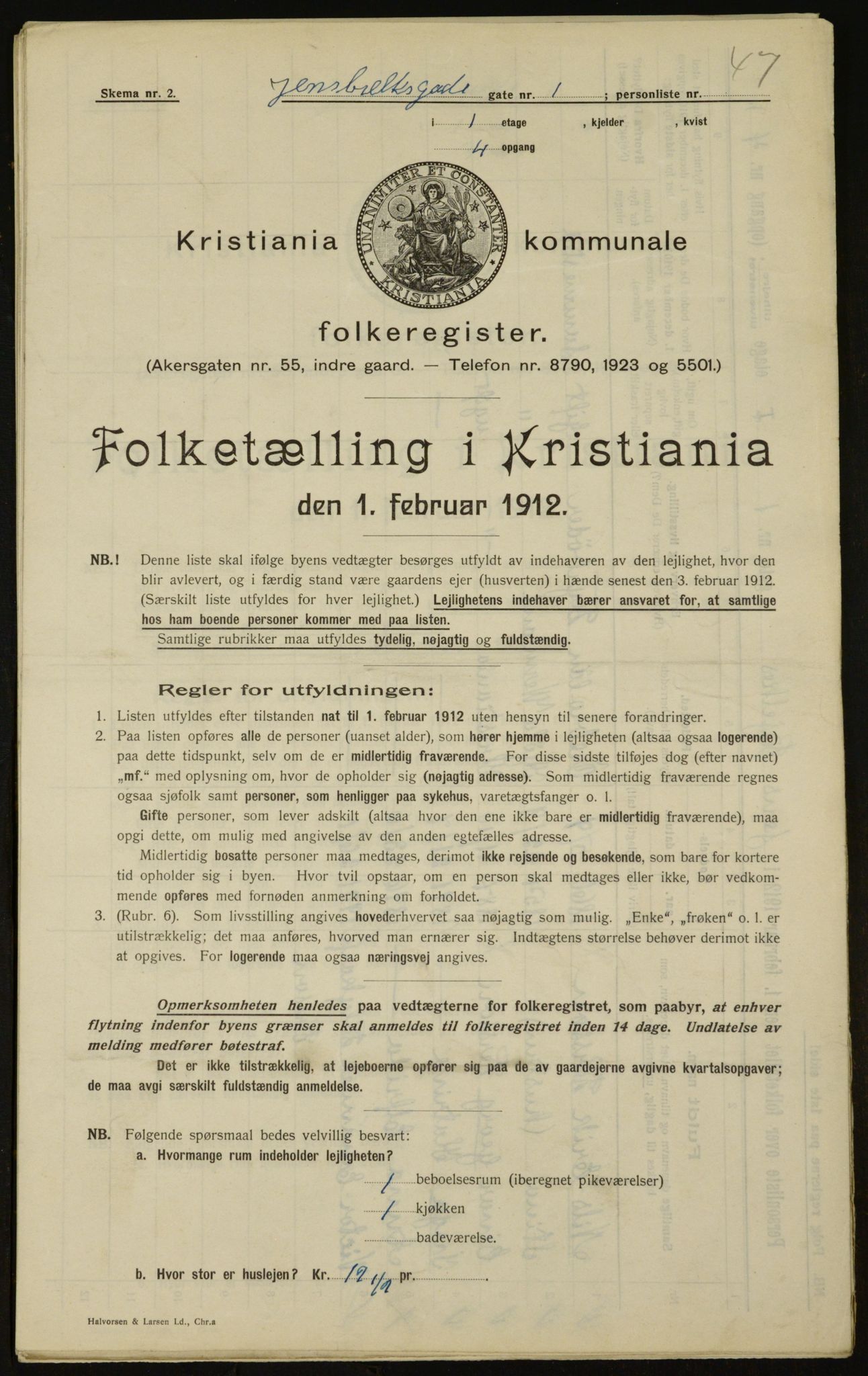 OBA, Kommunal folketelling 1.2.1912 for Kristiania, 1912, s. 45782