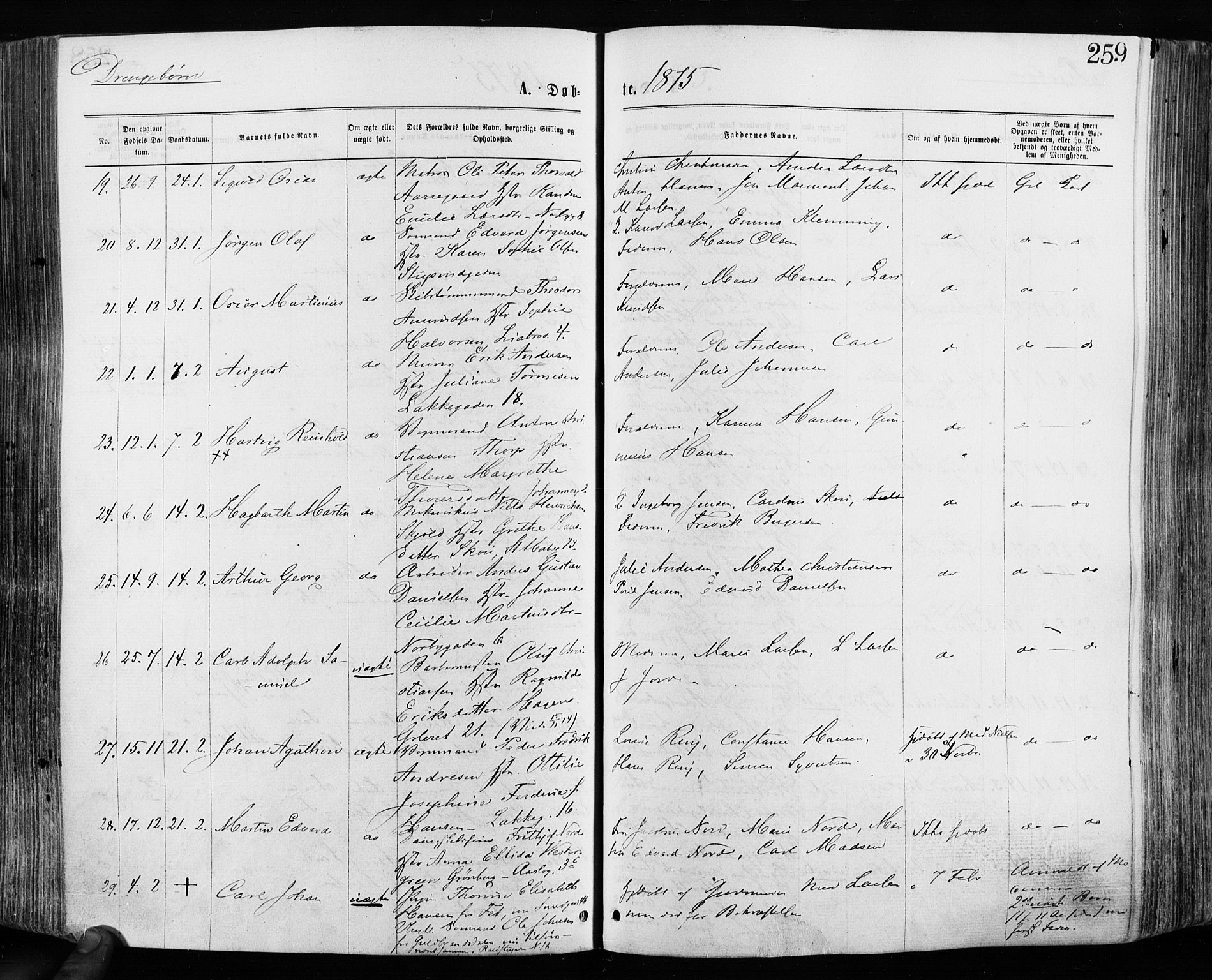 Grønland prestekontor Kirkebøker, SAO/A-10848/F/Fa/L0004: Ministerialbok nr. 4, 1869-1880, s. 259