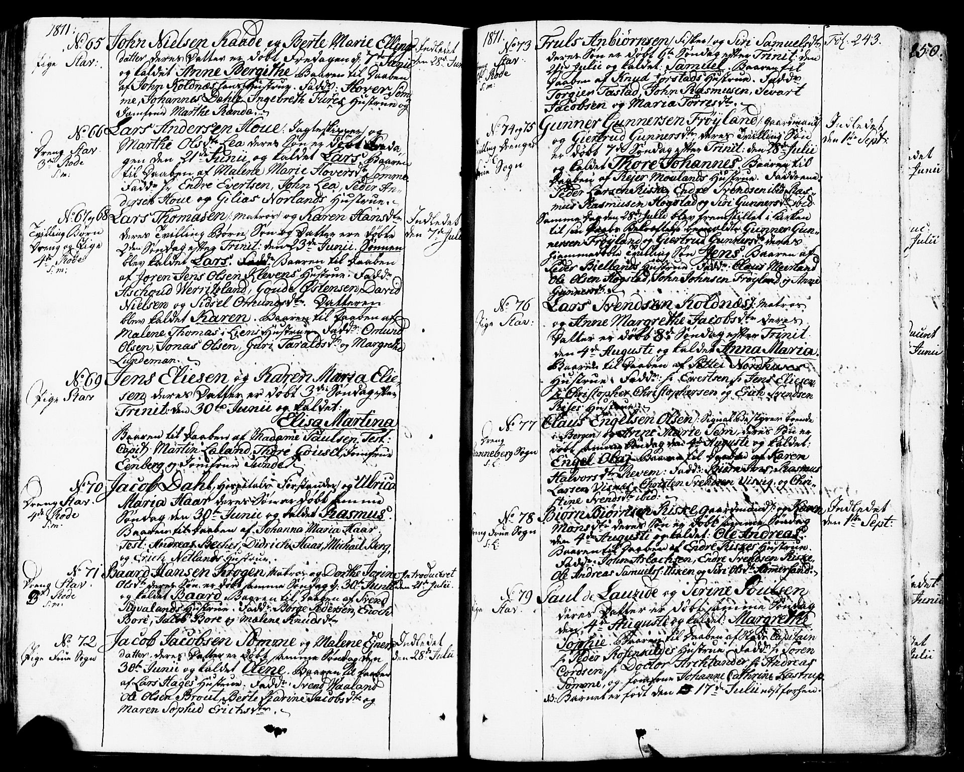Domkirken sokneprestkontor, AV/SAST-A-101812/001/30/30BB/L0007: Klokkerbok nr. B 7, 1791-1813, s. 243
