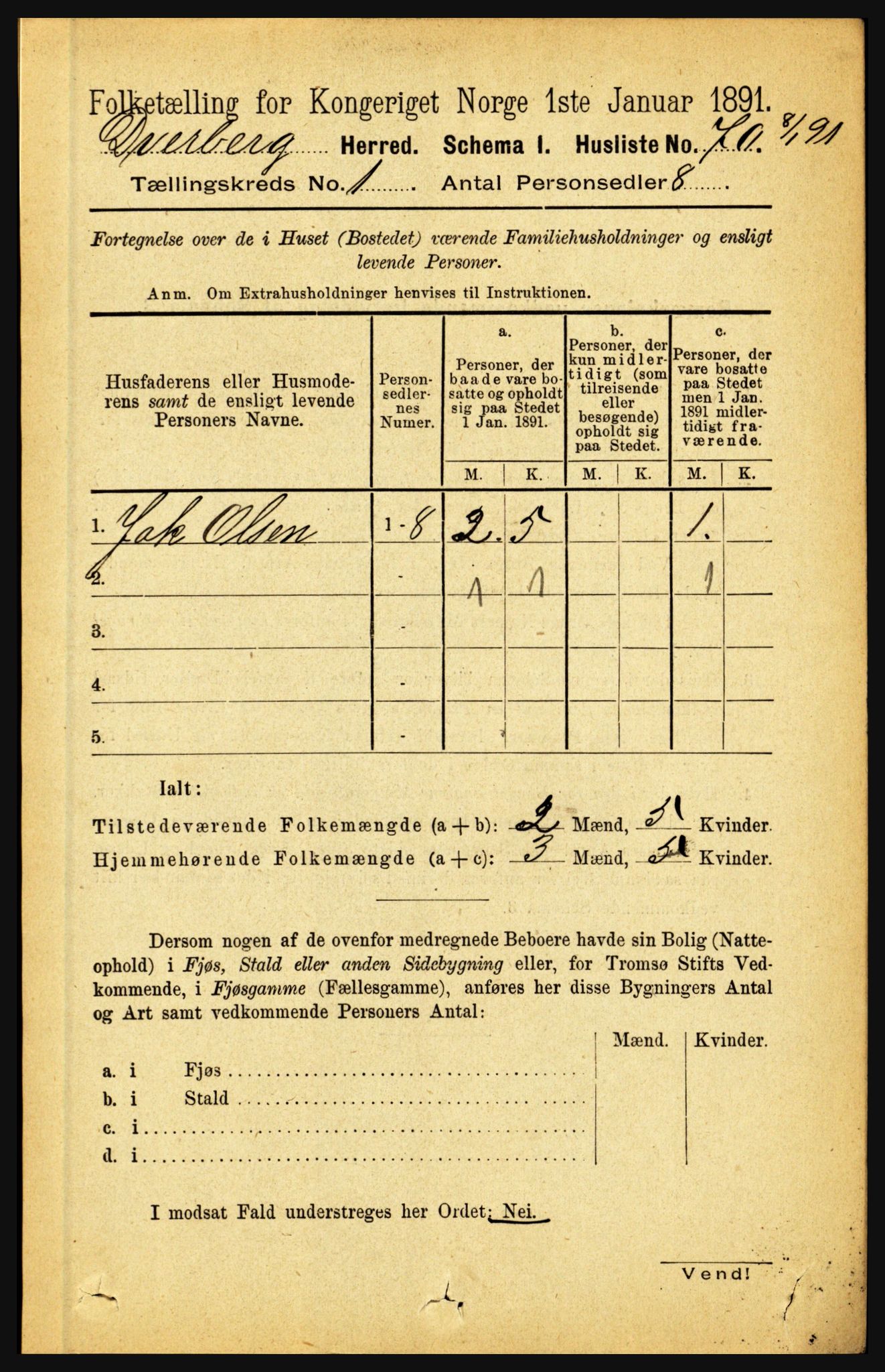 RA, Folketelling 1891 for 1872 Dverberg herred, 1891, s. 93