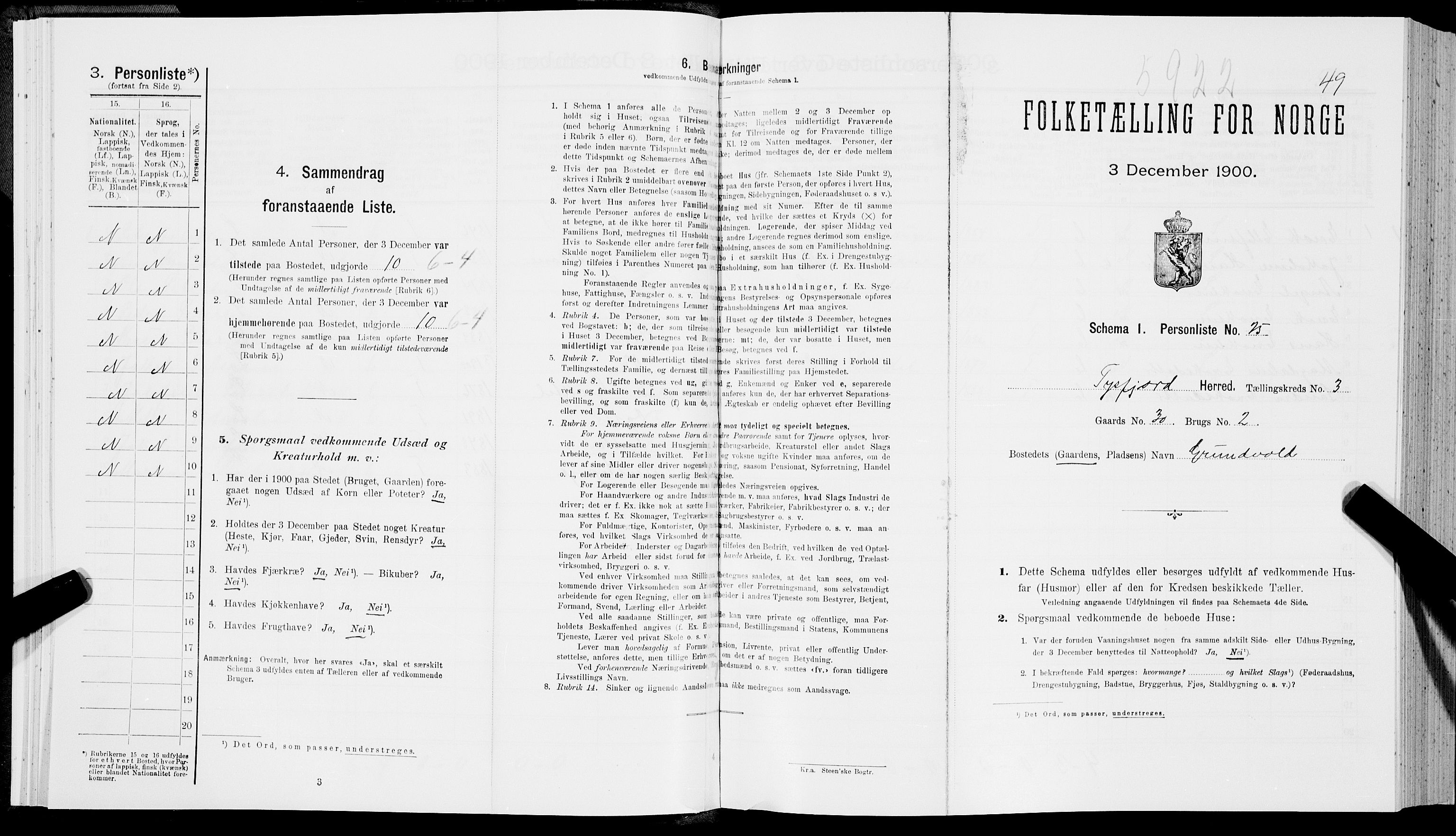 SAT, Folketelling 1900 for 1850 Tysfjord herred, 1900, s. 345