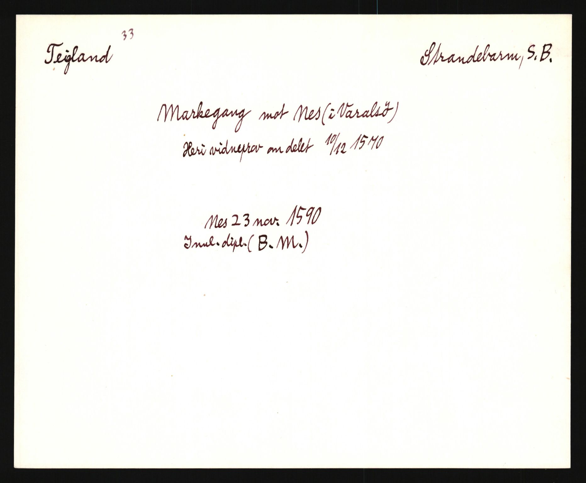 Riksarkivets diplomsamling, AV/RA-EA-5965/F35/F35e/L0028: Registreringssedler Hordaland 1, 1400-1700, s. 49