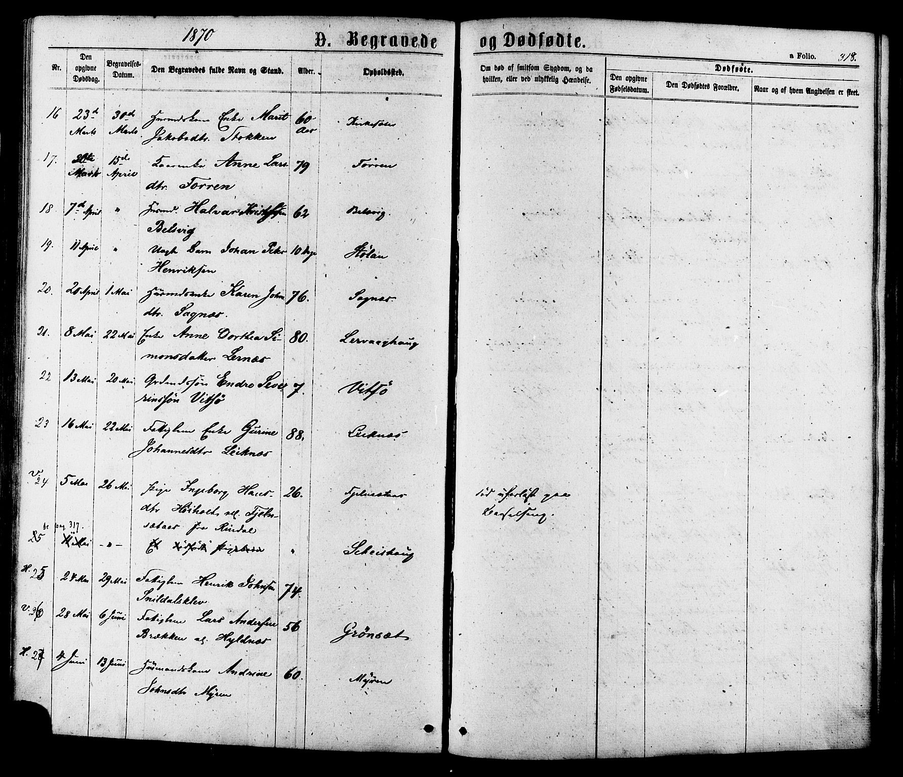 Ministerialprotokoller, klokkerbøker og fødselsregistre - Sør-Trøndelag, SAT/A-1456/630/L0495: Ministerialbok nr. 630A08, 1868-1878, s. 318