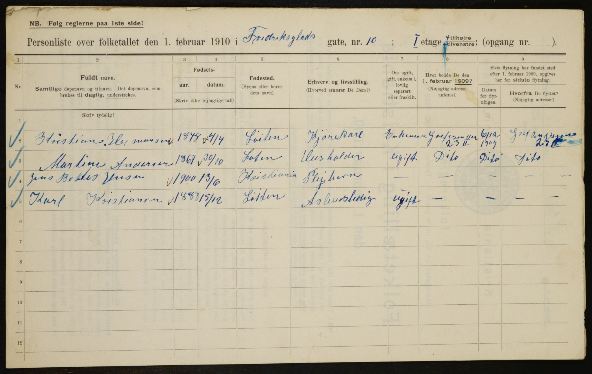 OBA, Kommunal folketelling 1.2.1910 for Kristiania, 1910, s. 24978