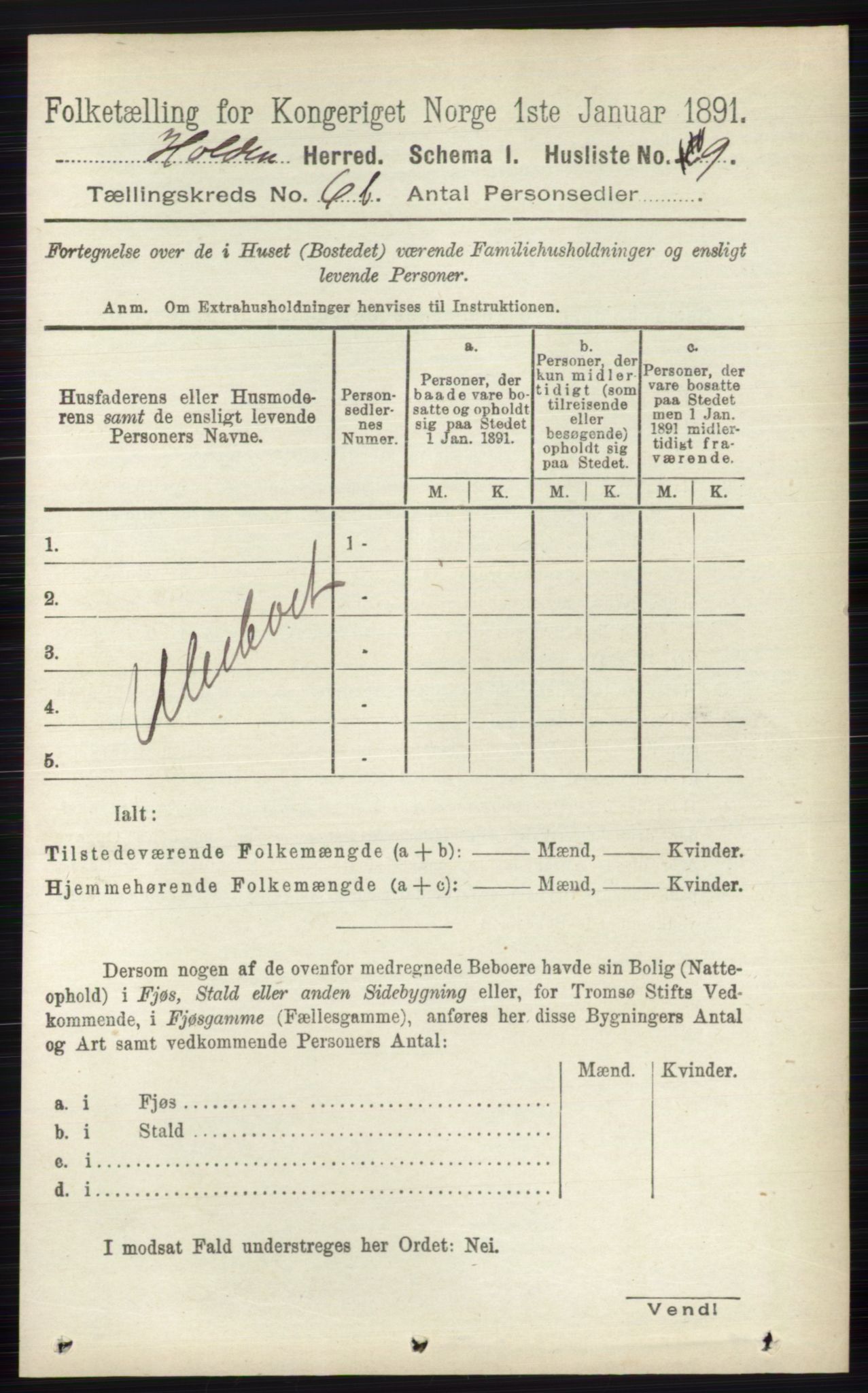 RA, Folketelling 1891 for 0819 Holla herred, 1891, s. 3168