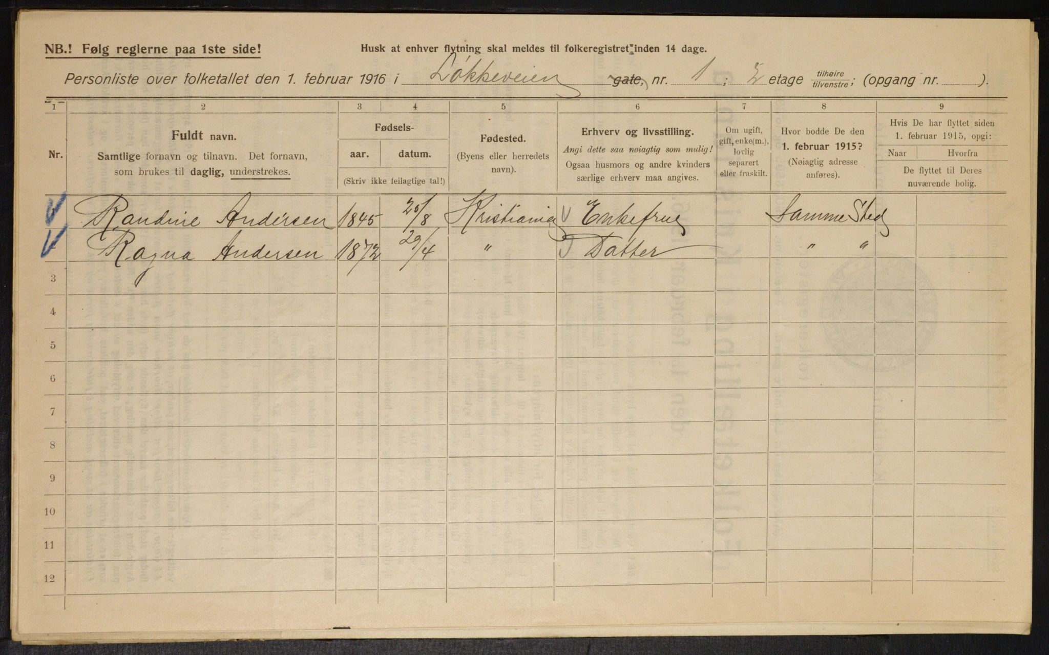 OBA, Kommunal folketelling 1.2.1916 for Kristiania, 1916, s. 59961