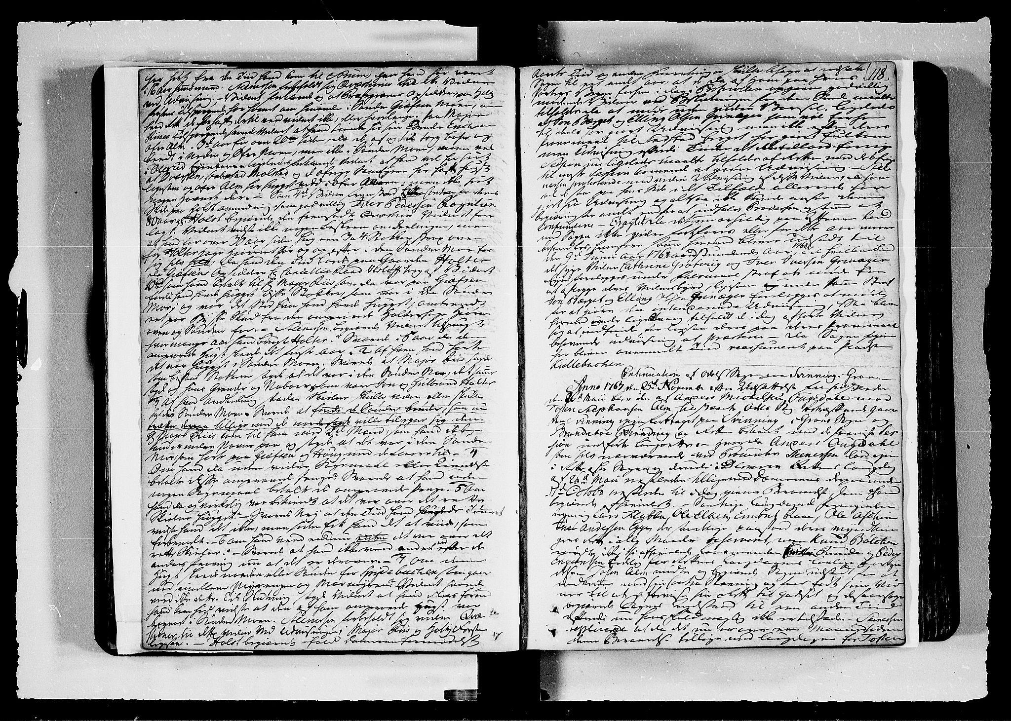 Hadeland, Land og Valdres sorenskriveri, SAH/TING-028/G/Gb/L0061: Tingbok, 1767-1768, s. 117b-118a