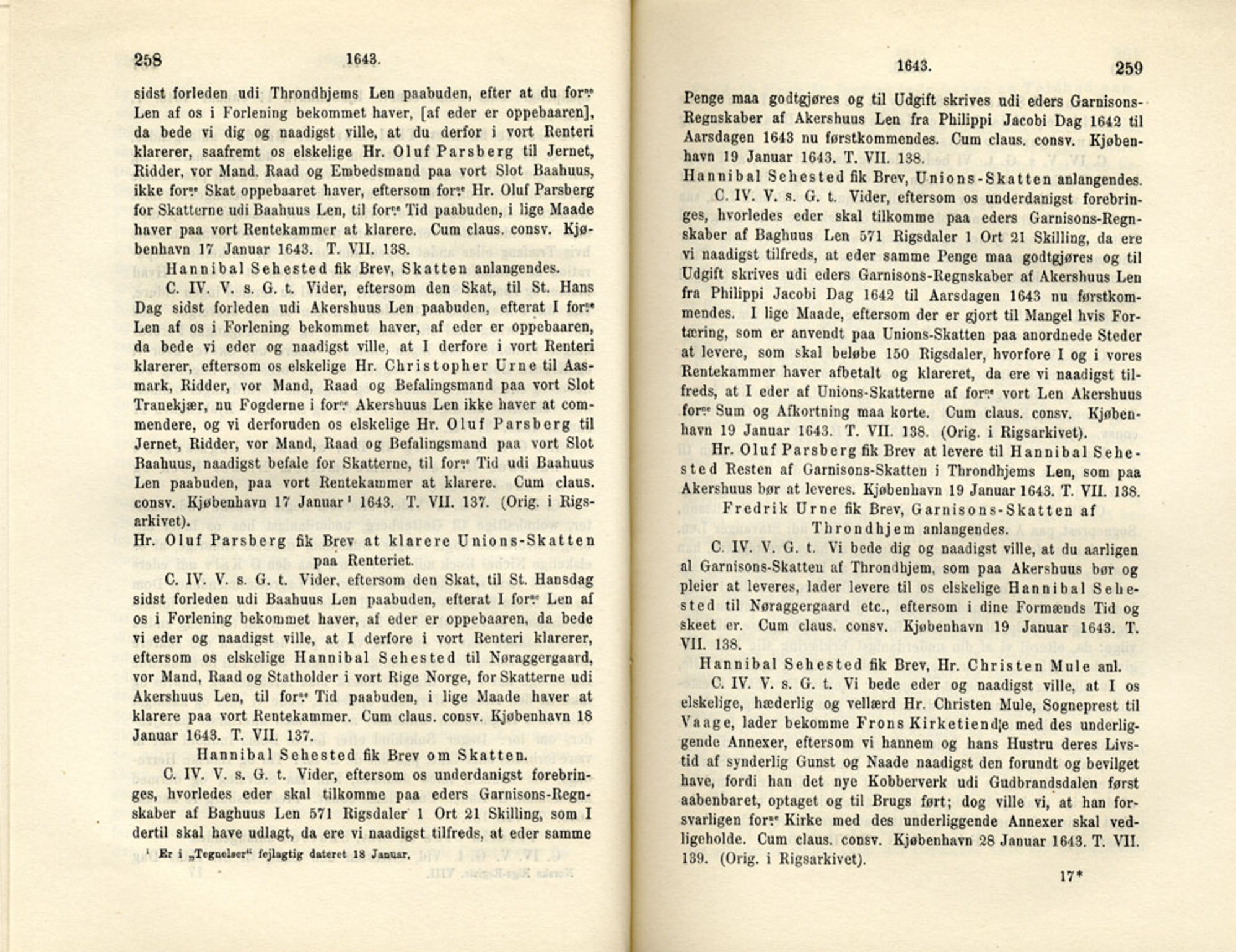 Publikasjoner utgitt av Det Norske Historiske Kildeskriftfond, PUBL/-/-/-: Norske Rigs-Registranter, bind 8, 1641-1648, s. 258-259
