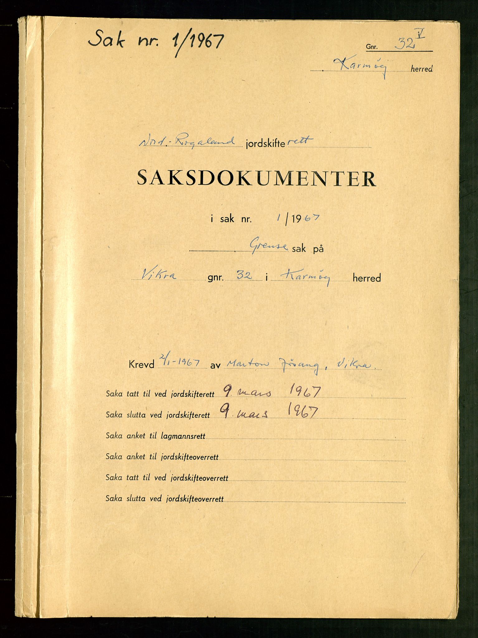 Nord-Rogaland jordskifterett, AV/SAST-A-102427/Oc/L0008: Karmøy, 1955-1976, s. 27