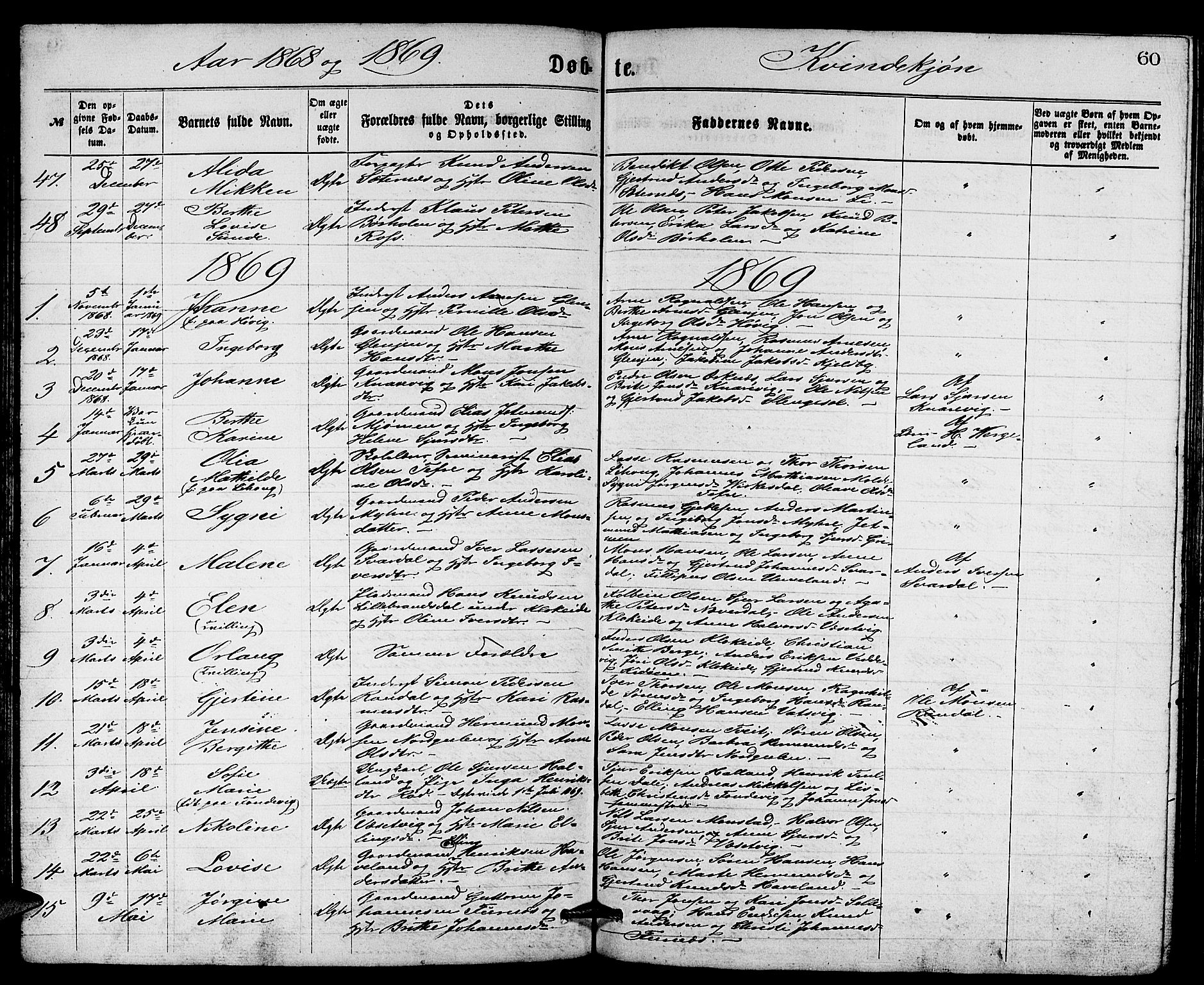 Gulen sokneprestembete, AV/SAB-A-80201/H/Hab/Habb/L0002: Klokkerbok nr. B 2, 1867-1883, s. 60