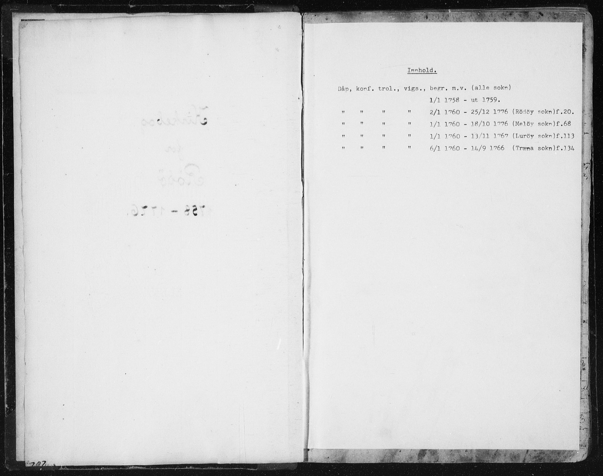 Ministerialprotokoller, klokkerbøker og fødselsregistre - Nordland, SAT/A-1459/841/L0587: Ministerialbok nr. 841A02 /2, 1760-1776