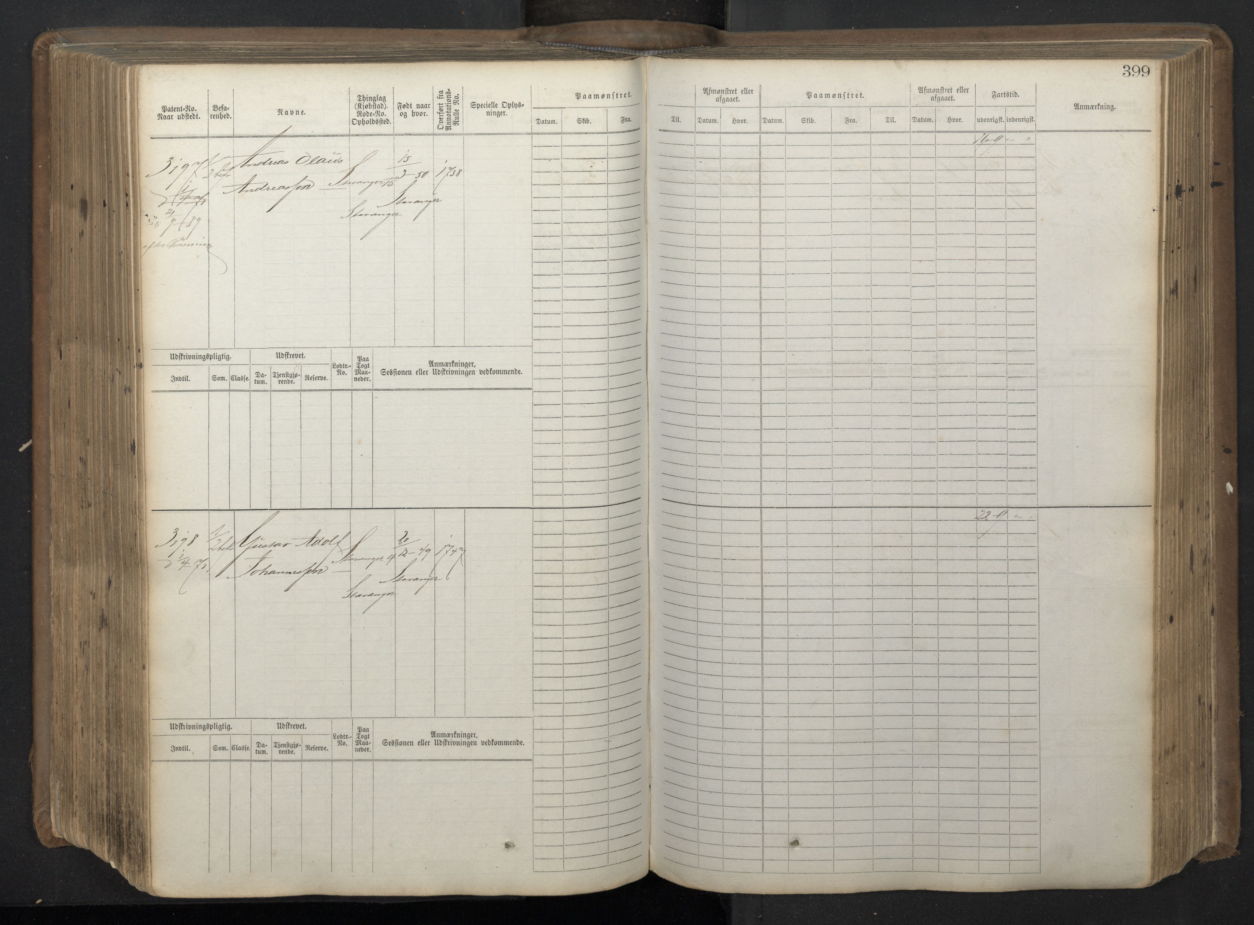 Stavanger sjømannskontor, AV/SAST-A-102006/F/Fb/Fbb/L0018: Sjøfartshovedrulle patnentnr. 2402-3602 (dublett), 1869, s. 403