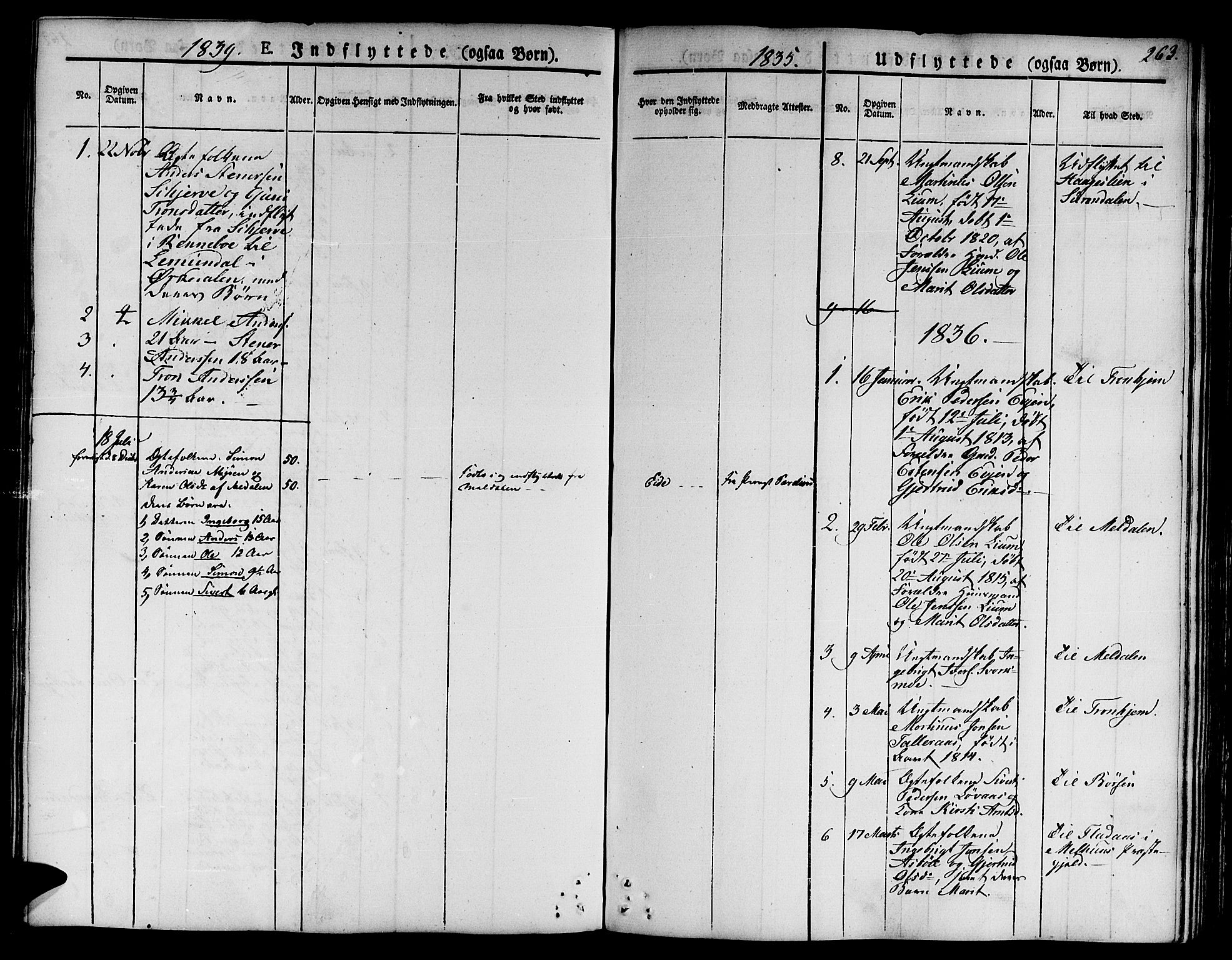 Ministerialprotokoller, klokkerbøker og fødselsregistre - Sør-Trøndelag, AV/SAT-A-1456/668/L0804: Ministerialbok nr. 668A04, 1826-1839, s. 263