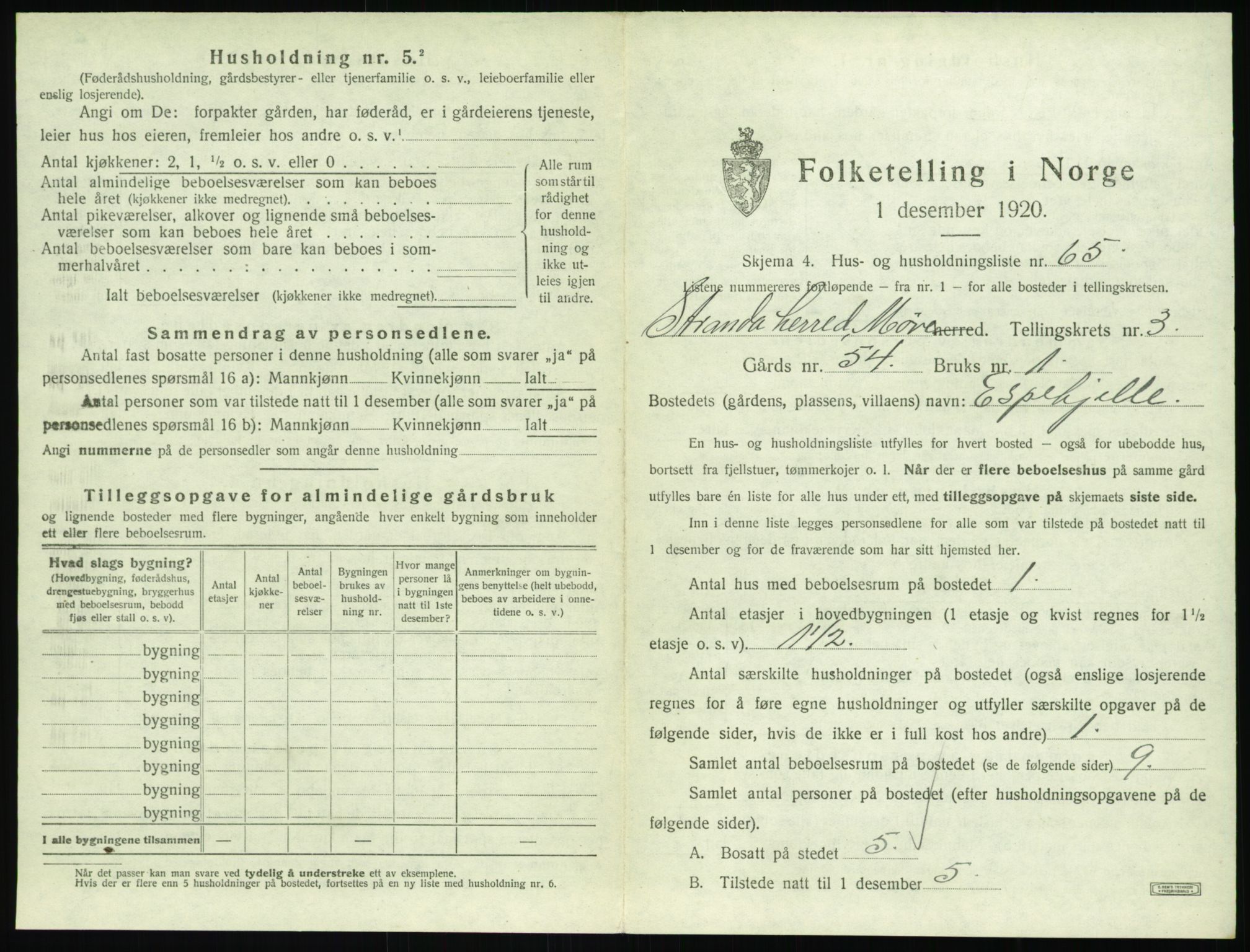 SAT, Folketelling 1920 for 1525 Stranda herred, 1920, s. 323