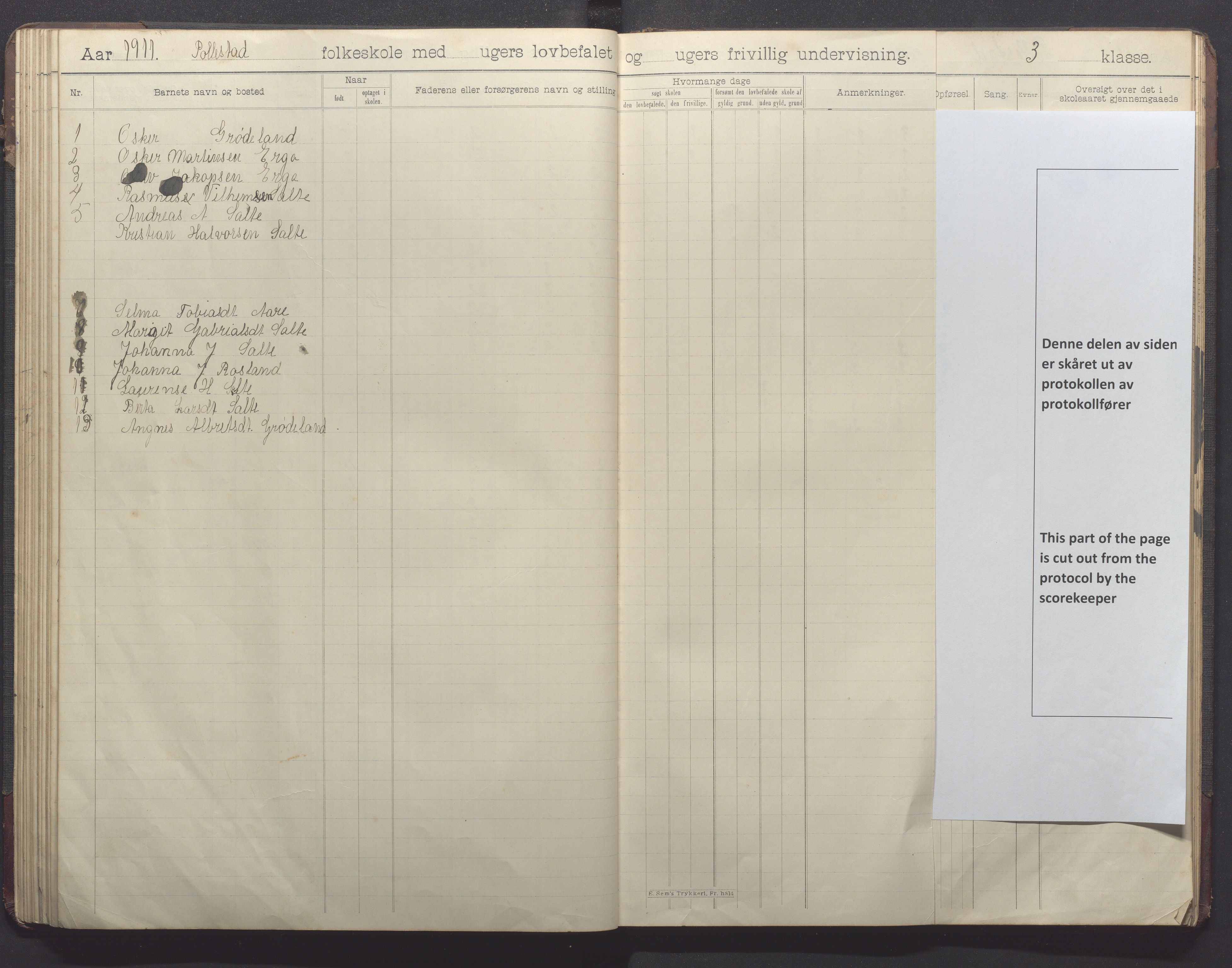 Klepp kommune - Pollestad skule, IKAR/K-100295/H/L0002: Skoleprotokoll, 1901-1916, s. 61