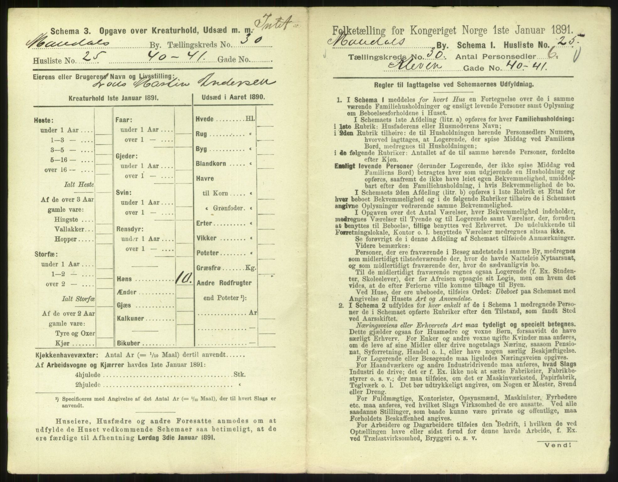 RA, Folketelling 1891 for 1002 Mandal ladested, 1891, s. 1395