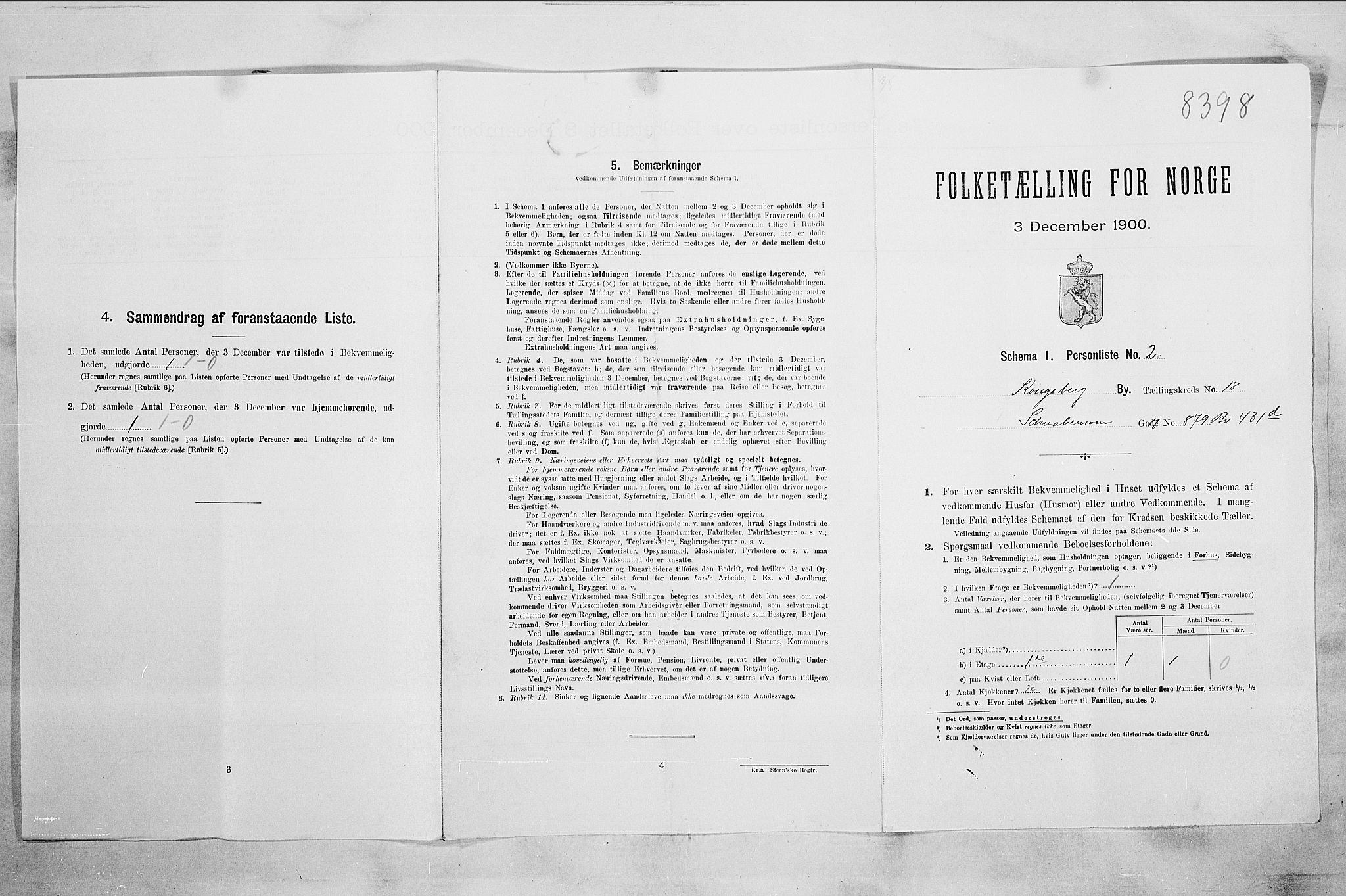 RA, Folketelling 1900 for 0604 Kongsberg kjøpstad, 1900, s. 3740