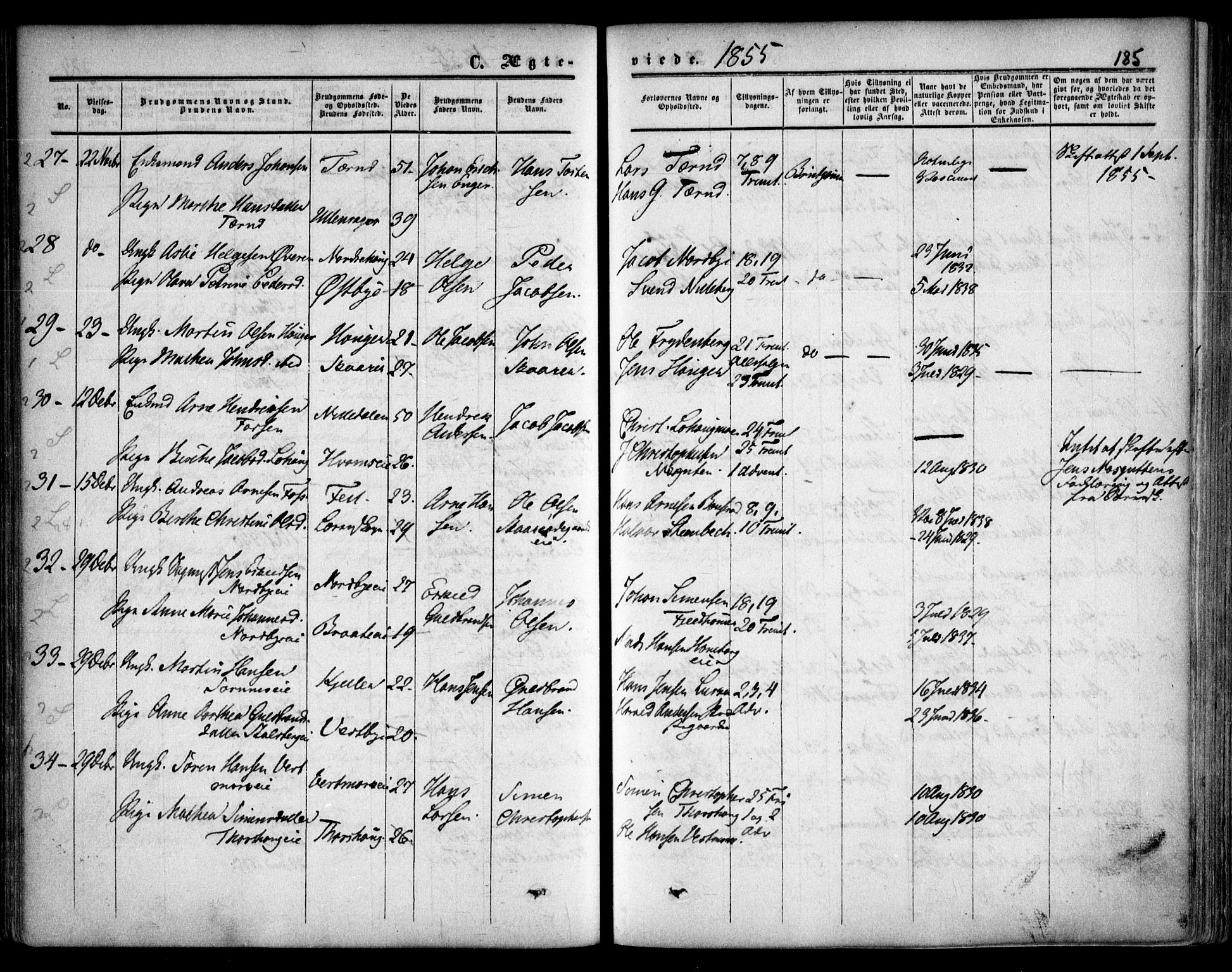 Skedsmo prestekontor Kirkebøker, AV/SAO-A-10033a/F/Fa/L0010: Ministerialbok nr. I 10, 1854-1865, s. 185