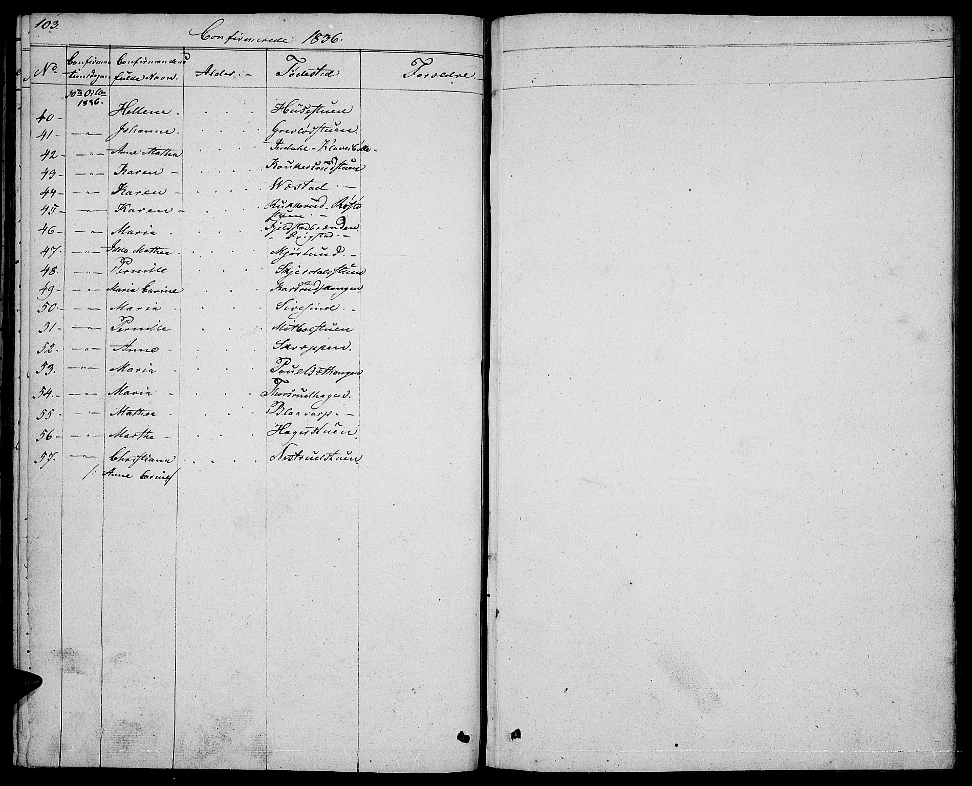 Vestre Toten prestekontor, AV/SAH-PREST-108/H/Ha/Hab/L0001: Klokkerbok nr. 1, 1830-1836, s. 103