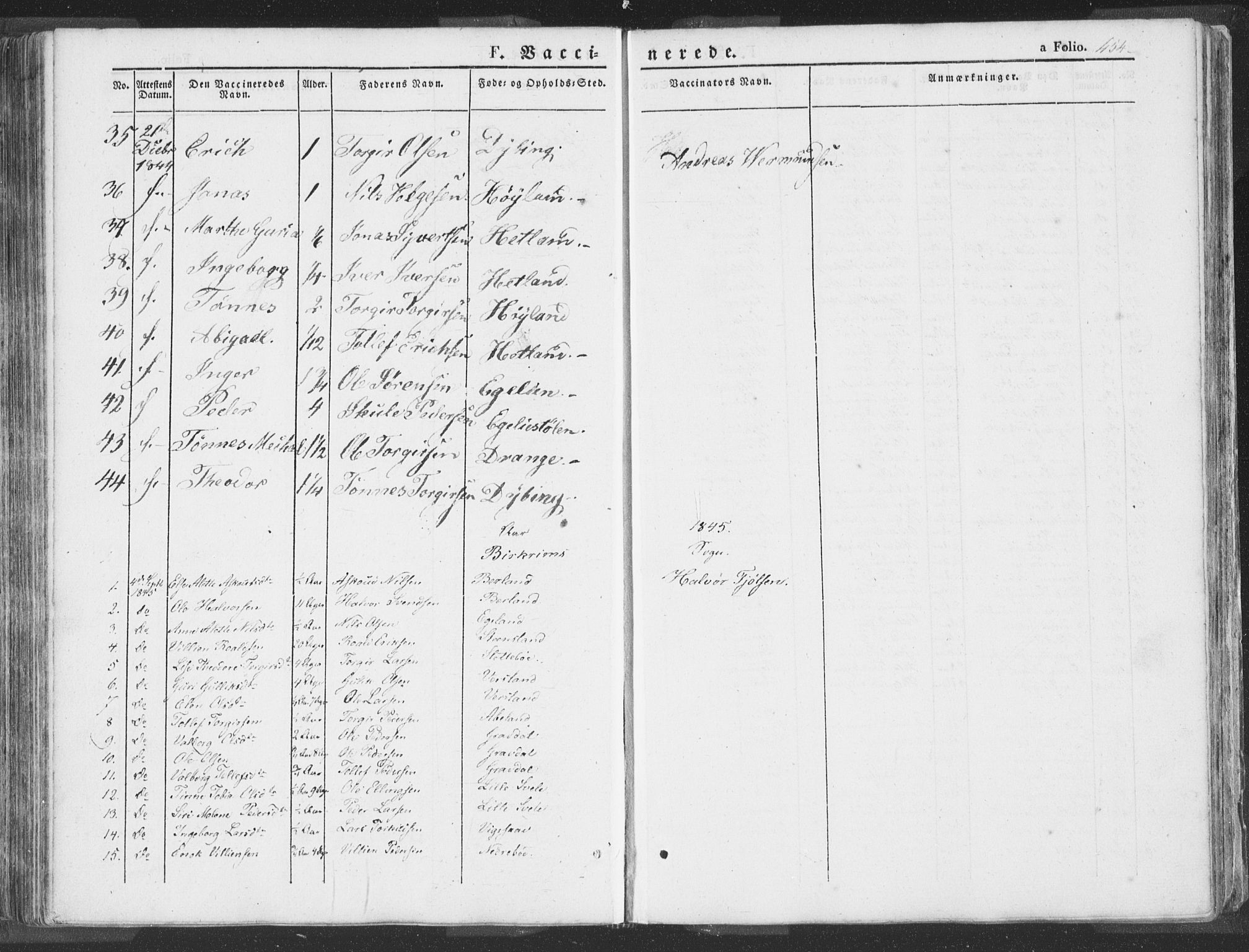 Helleland sokneprestkontor, SAST/A-101810: Ministerialbok nr. A 6.2, 1834-1863, s. 454
