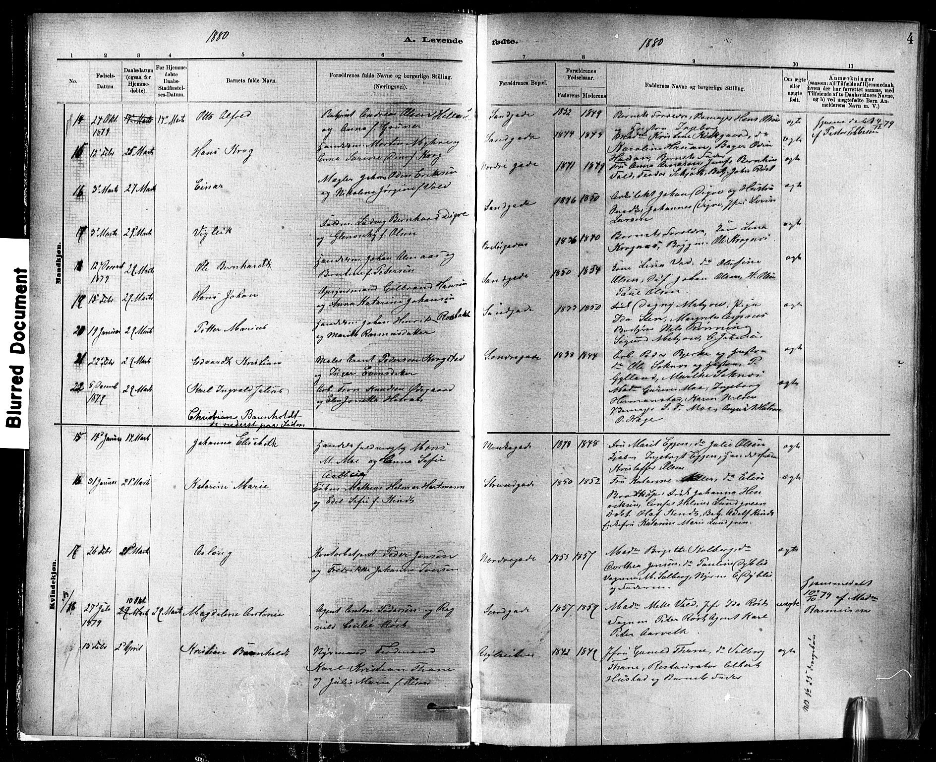 Ministerialprotokoller, klokkerbøker og fødselsregistre - Sør-Trøndelag, SAT/A-1456/602/L0119: Ministerialbok nr. 602A17, 1880-1901, s. 4