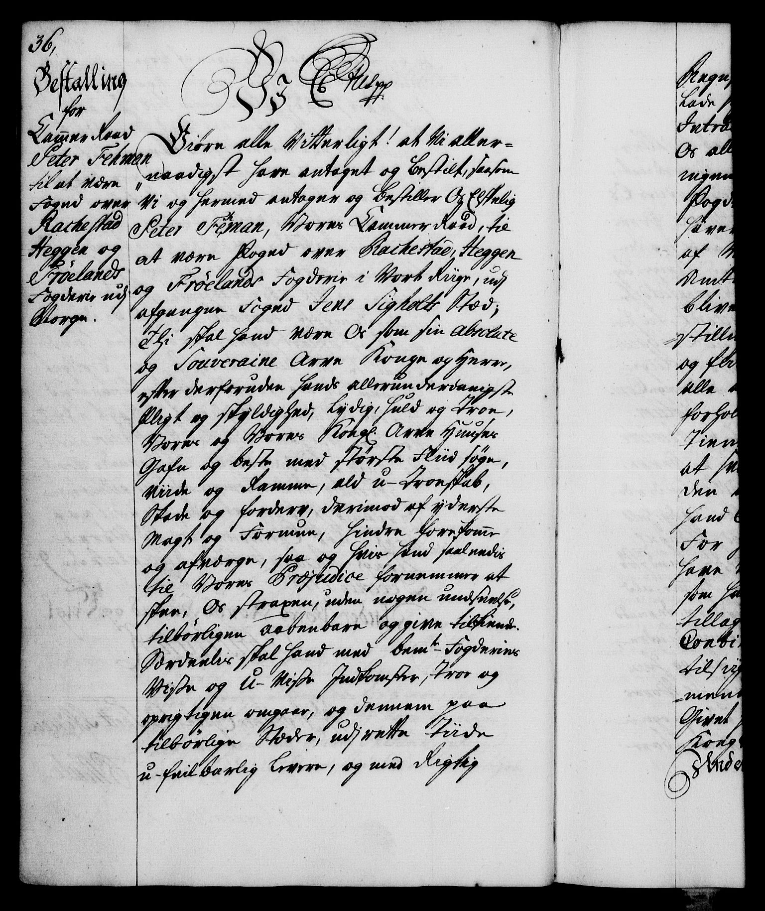 Rentekammeret, Kammerkanselliet, RA/EA-3111/G/Gg/Gge/L0003: Norsk bestallingsprotokoll med register (merket RK 53.27), 1745-1761, s. 36