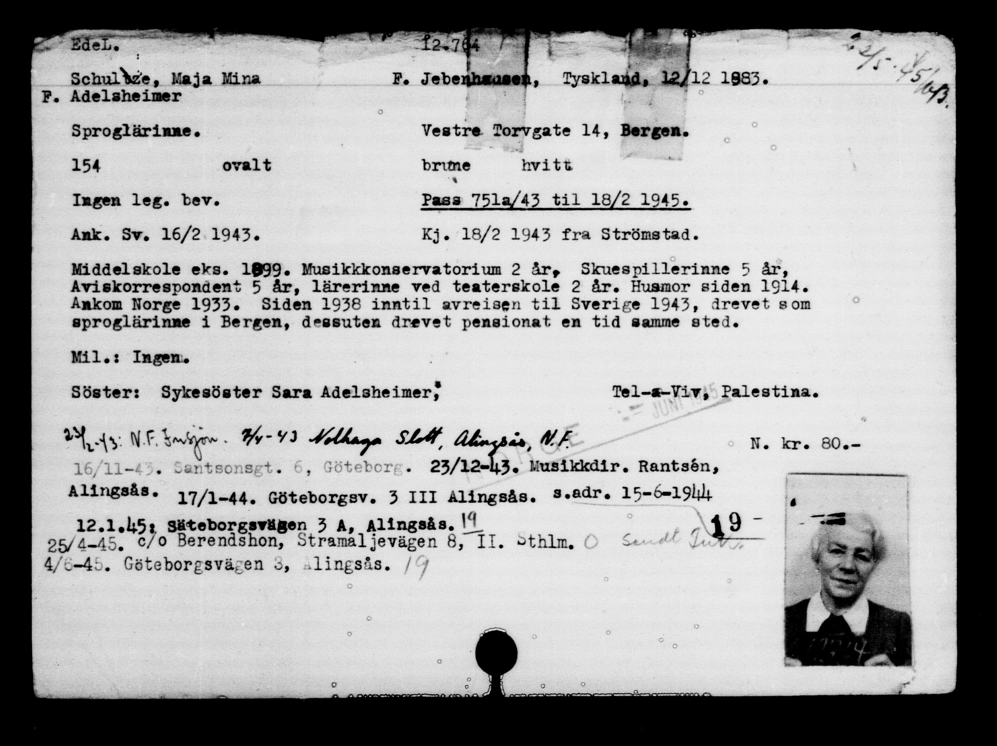 Den Kgl. Norske Legasjons Flyktningskontor, AV/RA-S-6753/V/Va/L0007: Kjesäterkartoteket.  Flyktningenr. 12700-15723, 1940-1945, s. 74