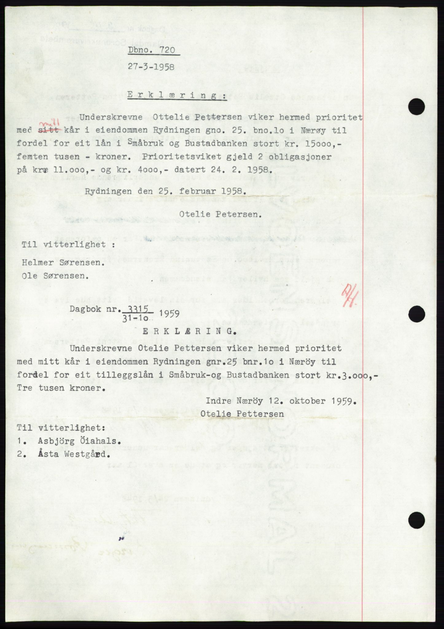 Namdal sorenskriveri, SAT/A-4133/1/2/2C: Pantebok nr. -, 1948-1948, Dagboknr: 720/1948