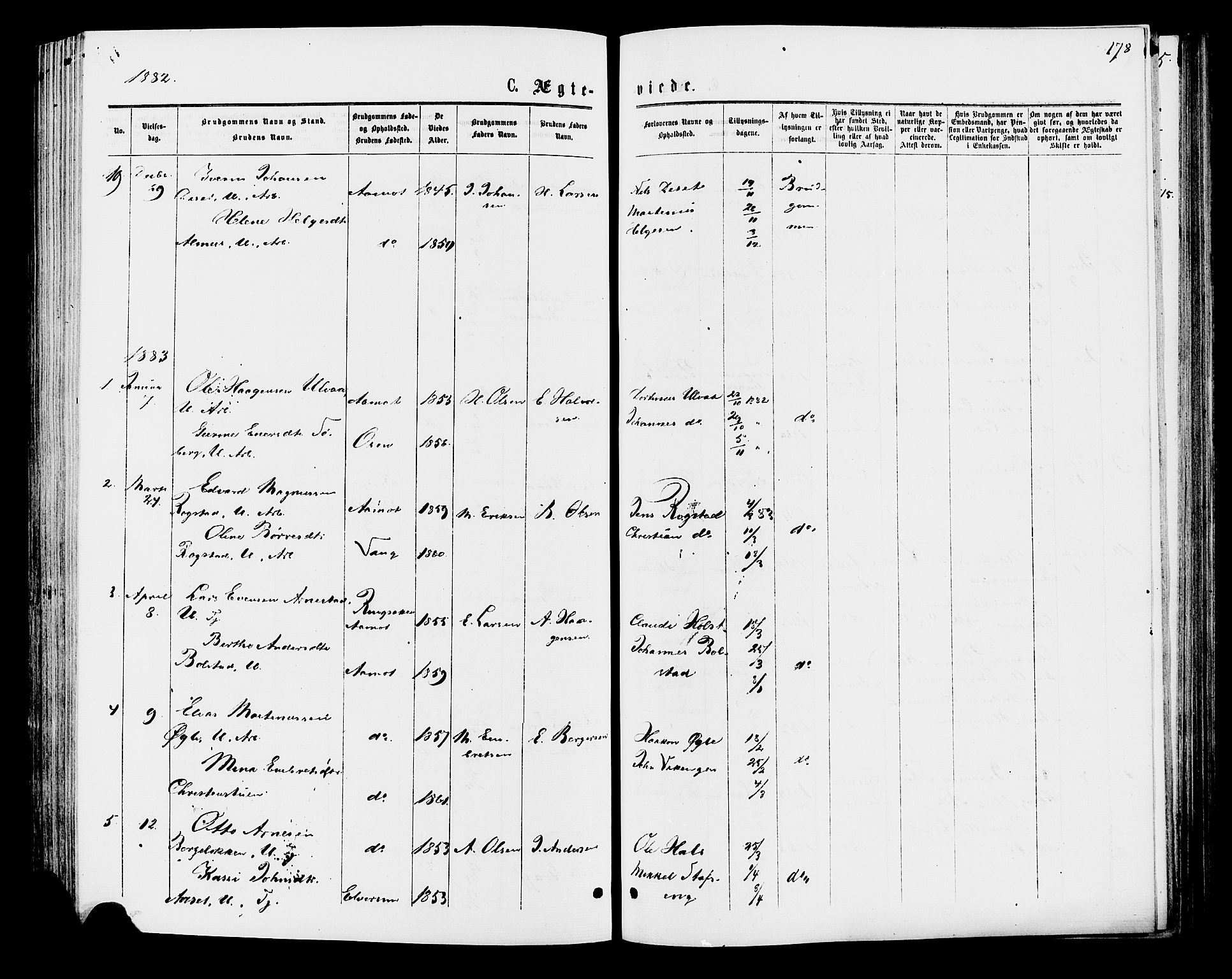 Åmot prestekontor, Hedmark, SAH/PREST-056/H/Ha/Haa/L0009: Ministerialbok nr. 9, 1875-1883, s. 178