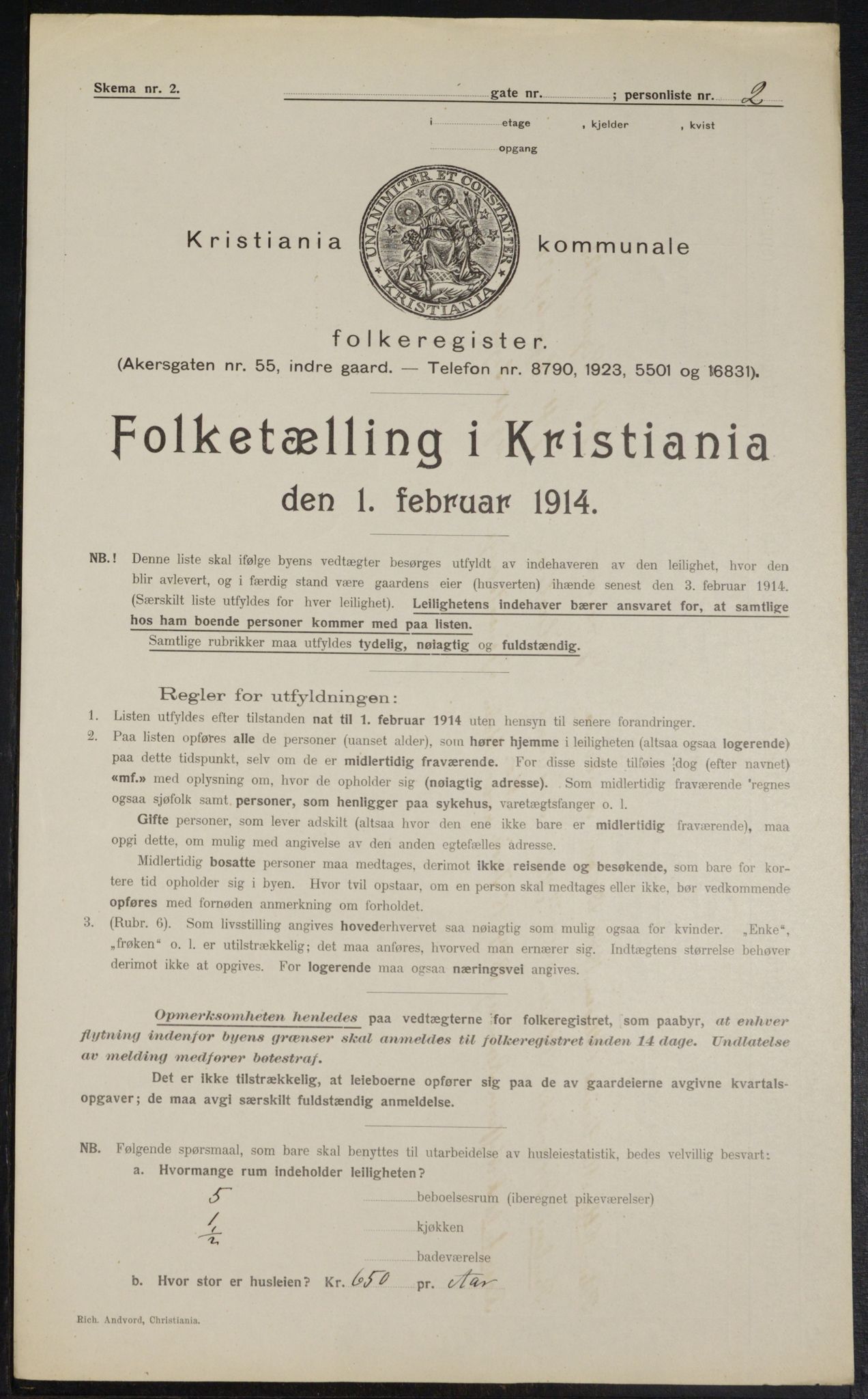 OBA, Kommunal folketelling 1.2.1914 for Kristiania, 1914, s. 94961