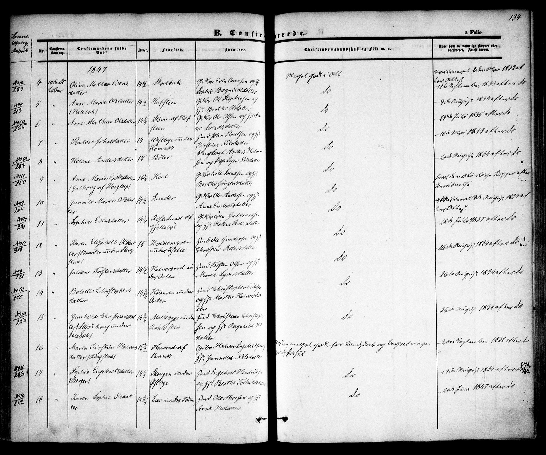 Høland prestekontor Kirkebøker, SAO/A-10346a/F/Fa/L0009: Ministerialbok nr. I 9, 1846-1853, s. 134