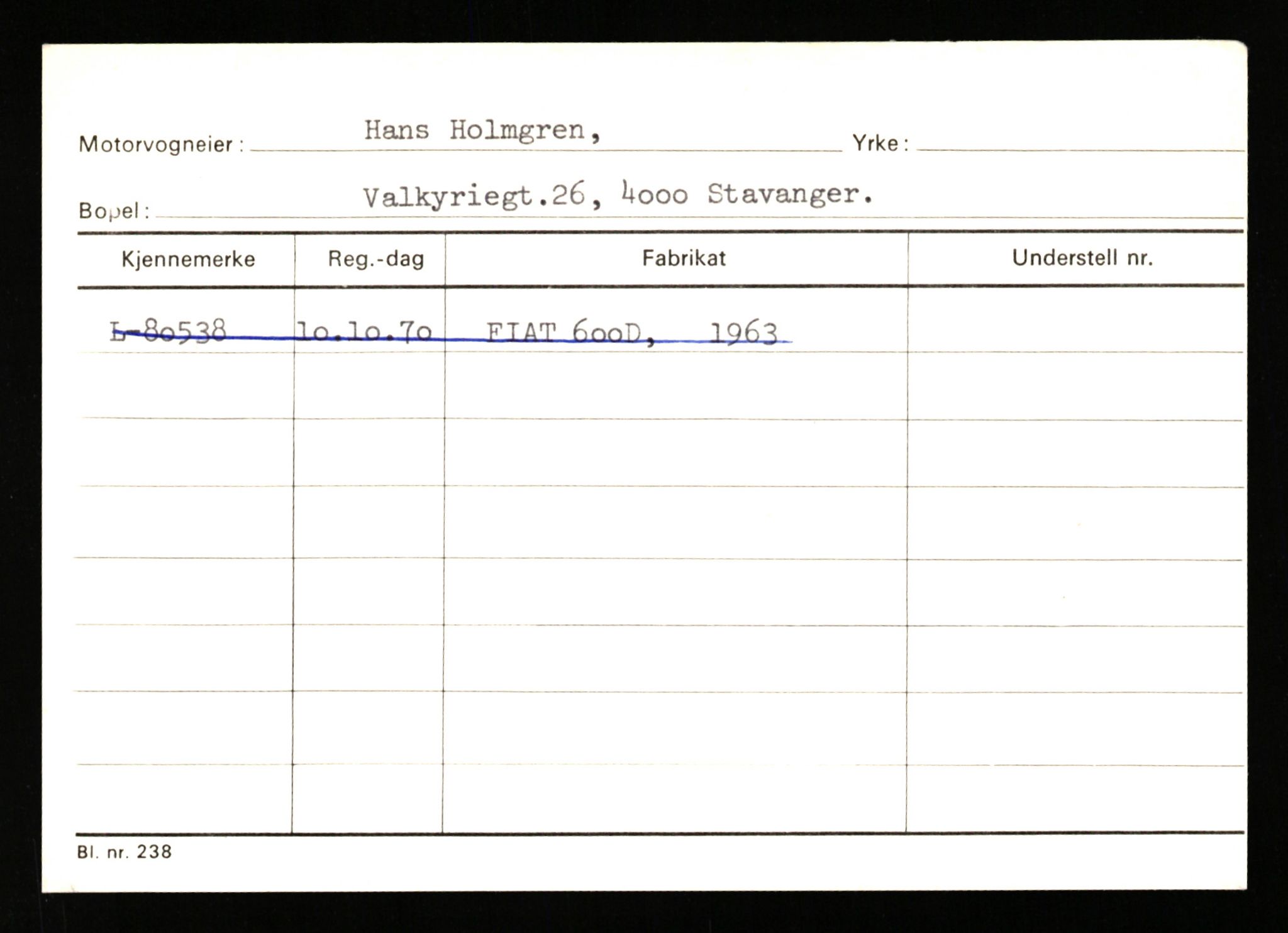 Stavanger trafikkstasjon, AV/SAST-A-101942/0/H/L0016: Holmevik - Høyland, 1930-1971, s. 3