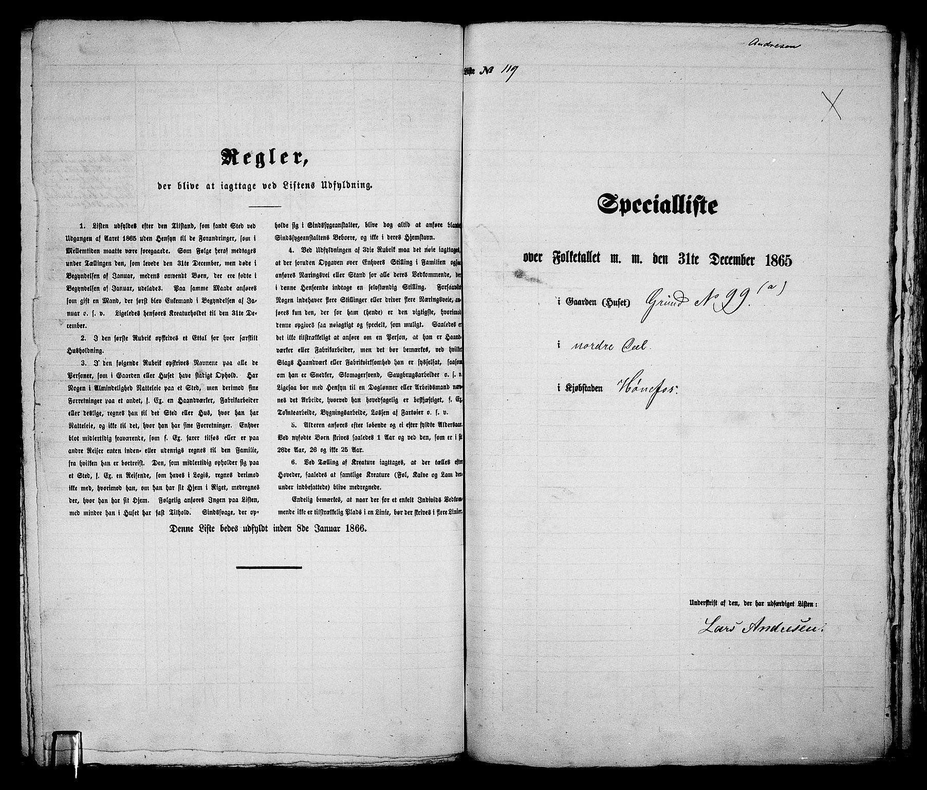 RA, Folketelling 1865 for 0601B Norderhov prestegjeld, Hønefoss kjøpstad, 1865, s. 232