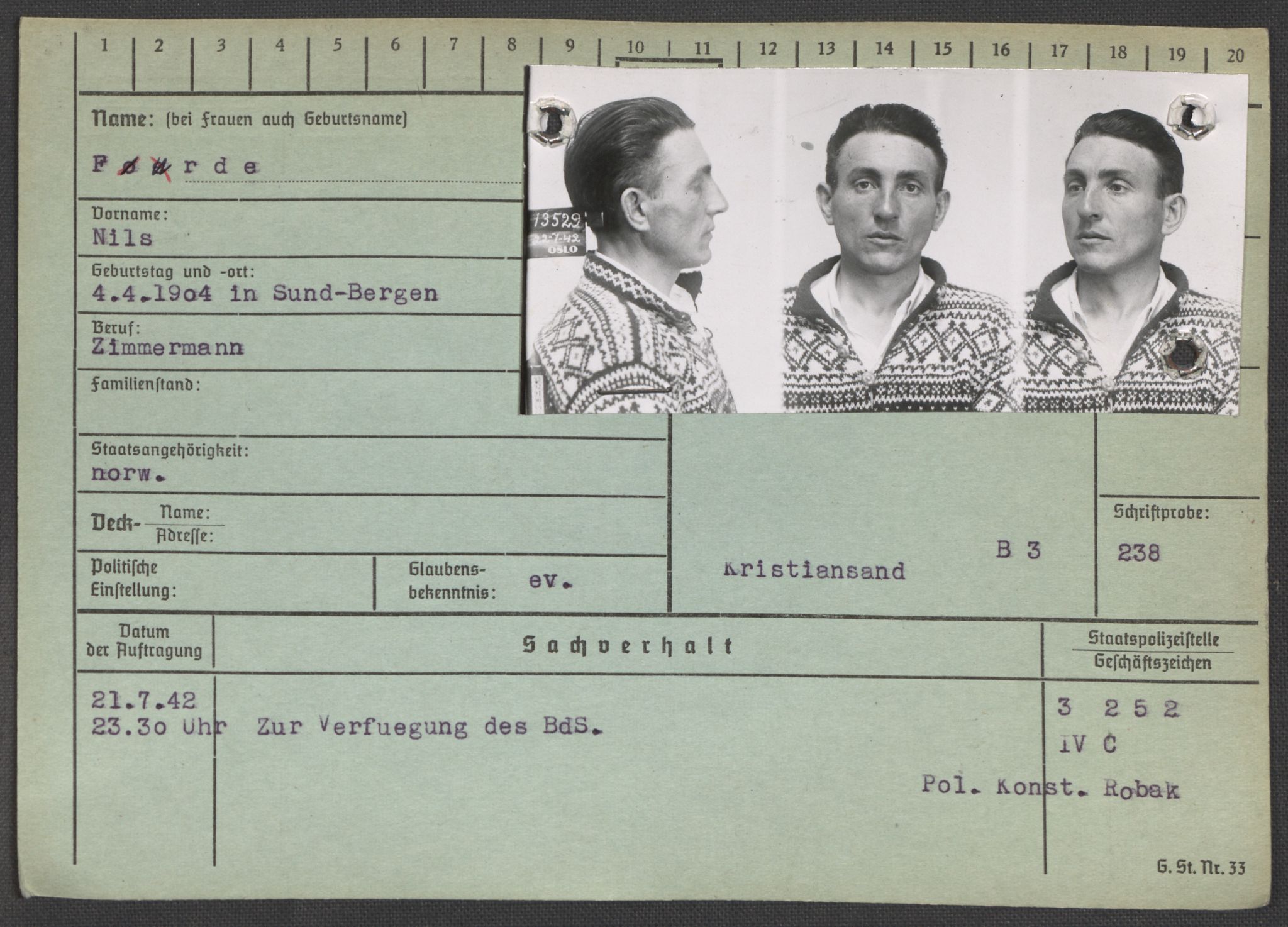 Befehlshaber der Sicherheitspolizei und des SD, AV/RA-RAFA-5969/E/Ea/Eaa/L0003: Register over norske fanger i Møllergata 19: Eng-Hag, 1940-1945, s. 691