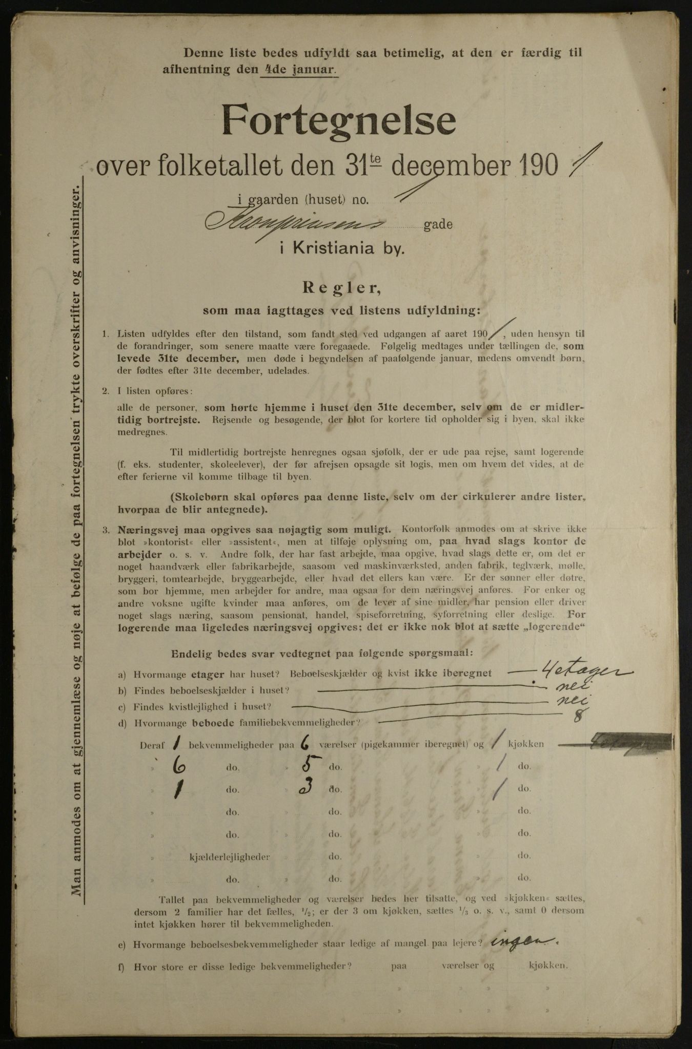 OBA, Kommunal folketelling 31.12.1901 for Kristiania kjøpstad, 1901, s. 8387