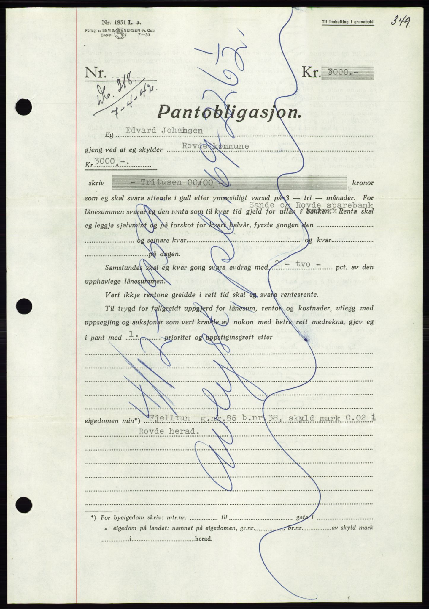 Søre Sunnmøre sorenskriveri, AV/SAT-A-4122/1/2/2C/L0073: Pantebok nr. 67, 1941-1942, Dagboknr: 318/1942