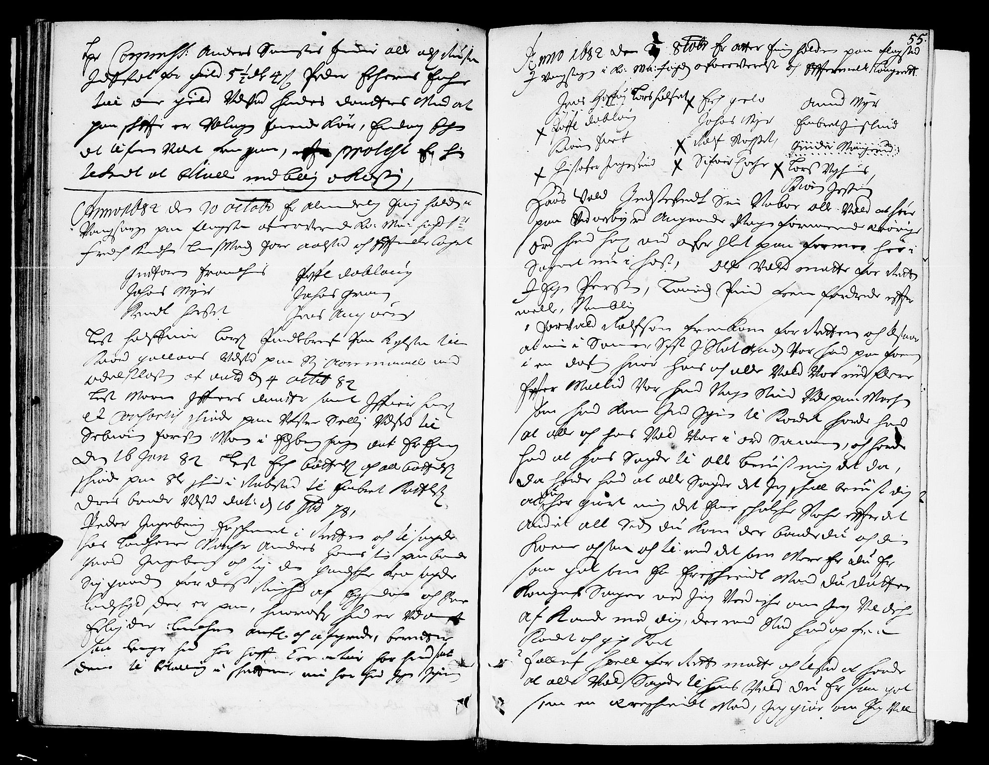 Hedemarken sorenskriveri, AV/SAH-TING-034/G/Gb/L0018: Tingbok, 1682, s. 54b-55a