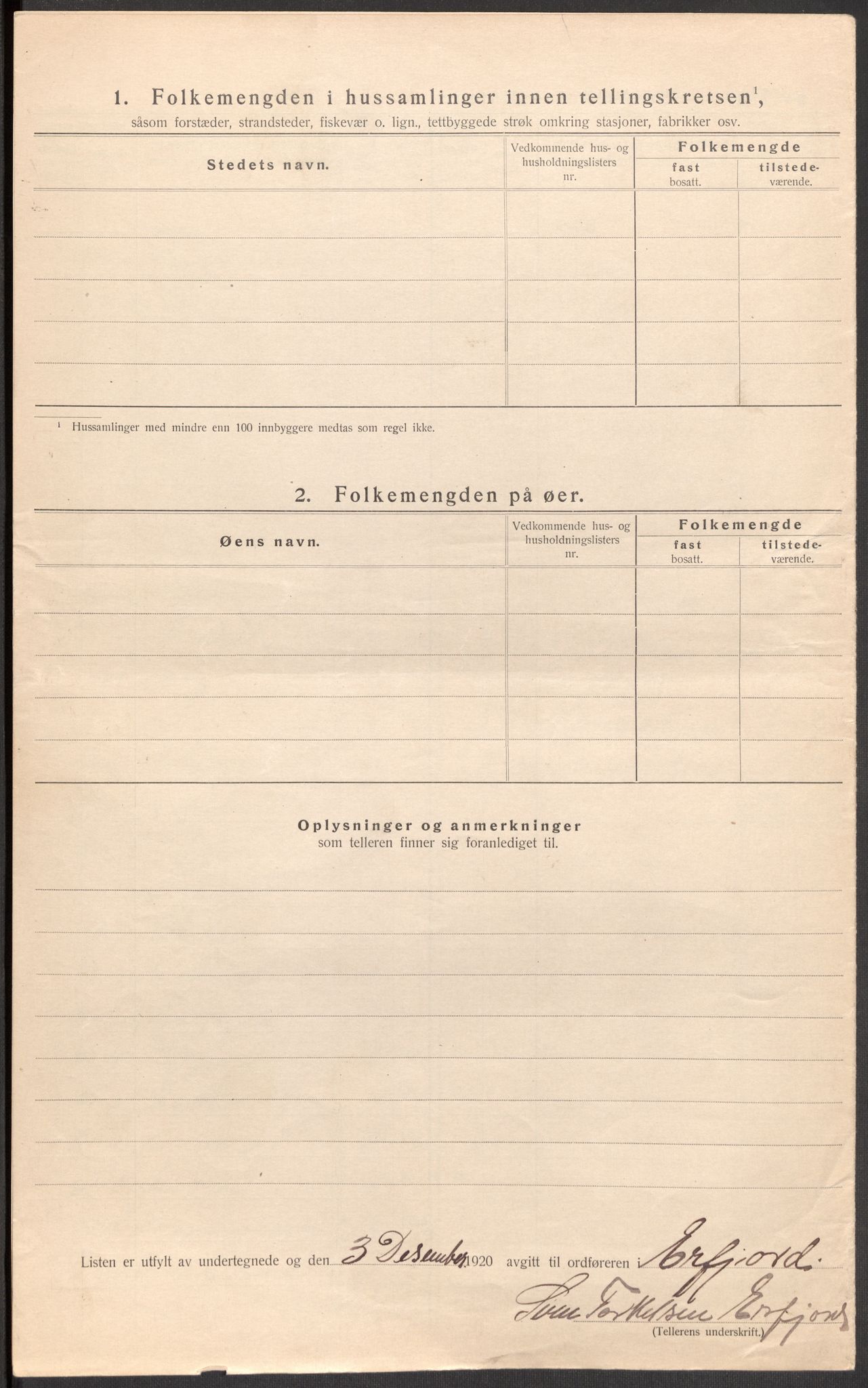 SAST, Folketelling 1920 for 1137 Erfjord herred, 1920, s. 9