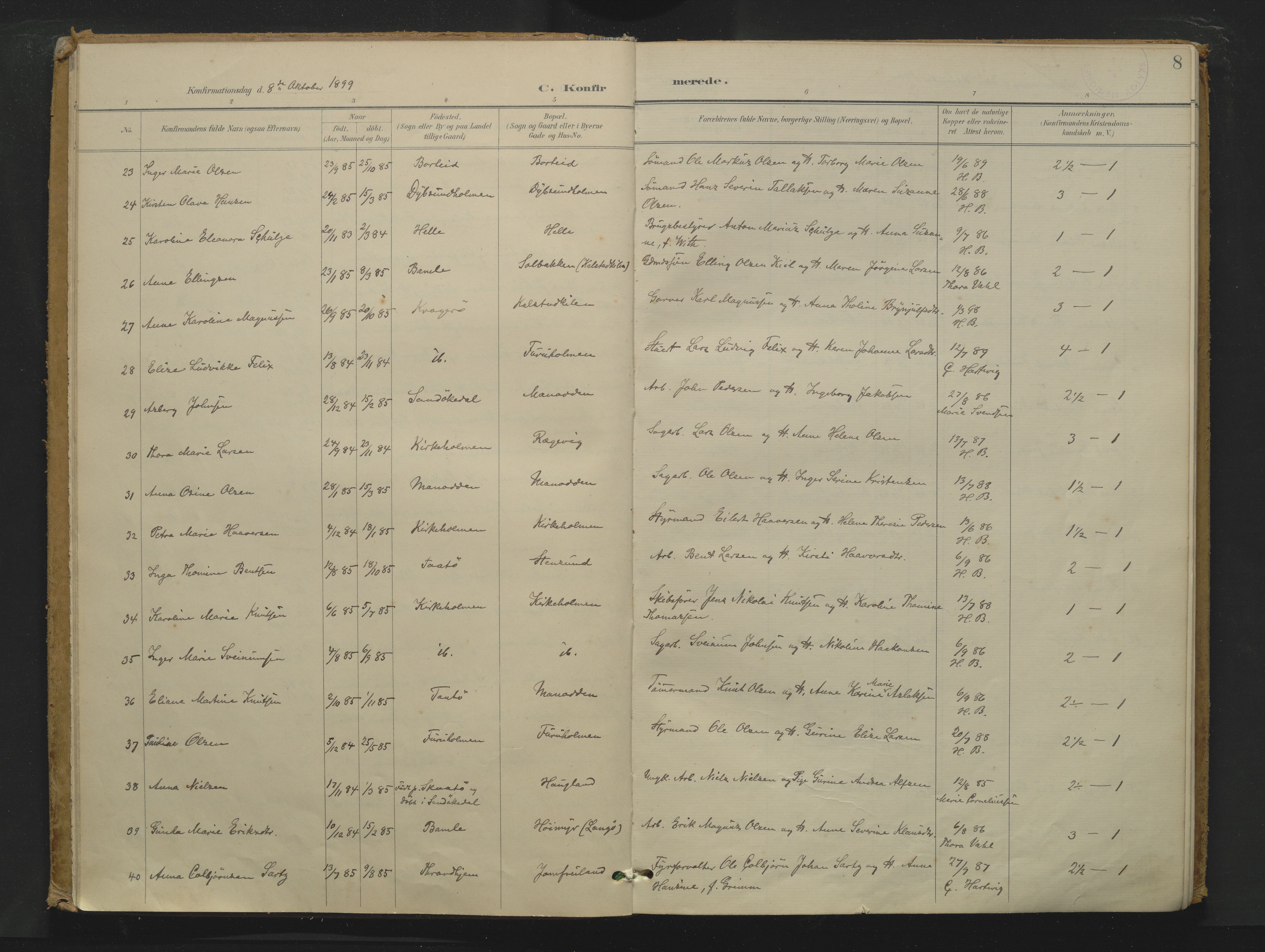 Skåtøy kirkebøker, AV/SAKO-A-304/F/Fa/L0007: Ministerialbok nr. I 7, 1898-1923, s. 8
