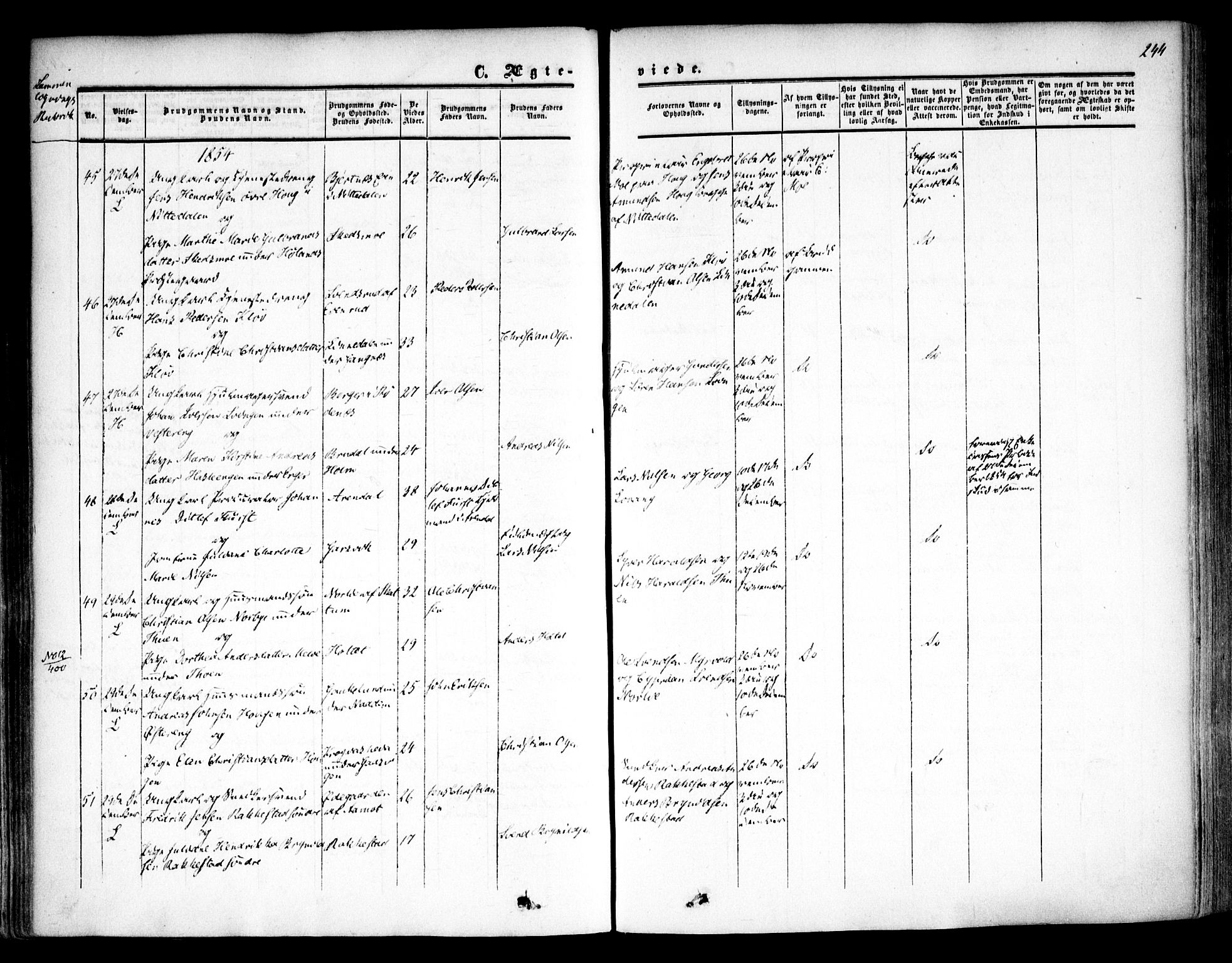 Høland prestekontor Kirkebøker, AV/SAO-A-10346a/F/Fa/L0010: Ministerialbok nr. I 10, 1854-1861, s. 244