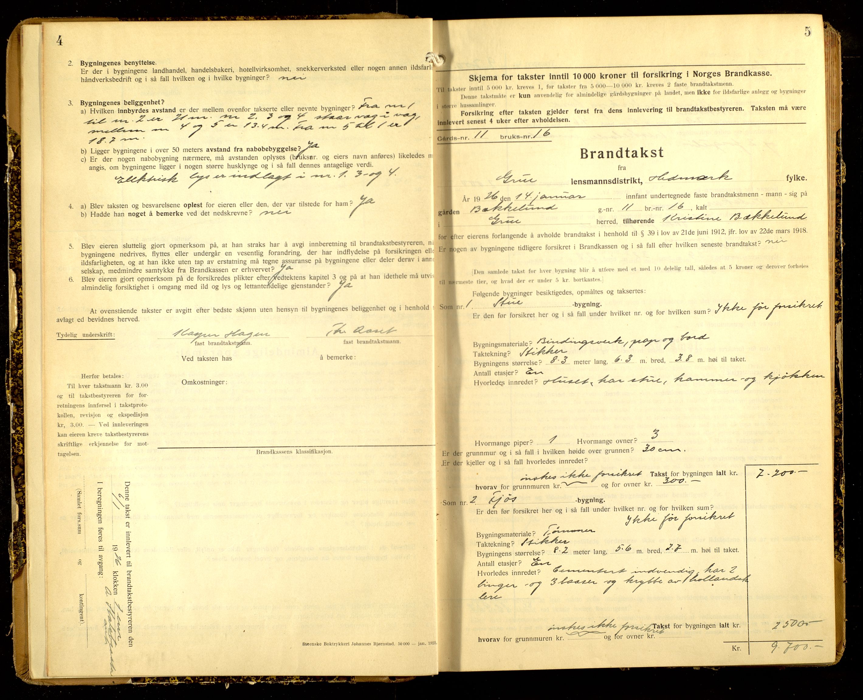 Norges Brannkasse, Grue, AV/SAH-NBRANG-016/F/L0020: Branntakstprotokoll, 1925-1929
