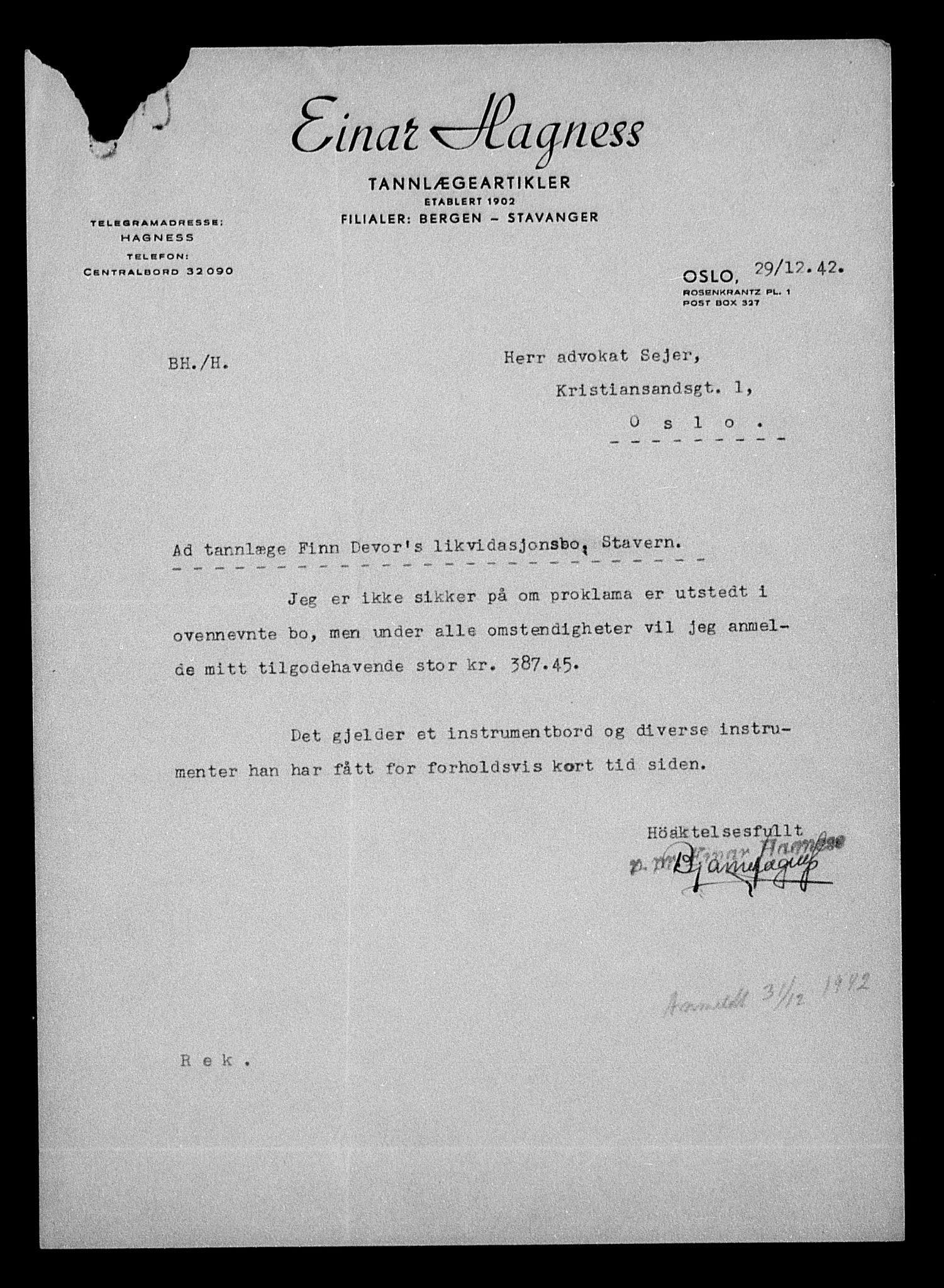 Justisdepartementet, Tilbakeføringskontoret for inndratte formuer, AV/RA-S-1564/H/Hc/Hcc/L0930: --, 1945-1947, s. 182