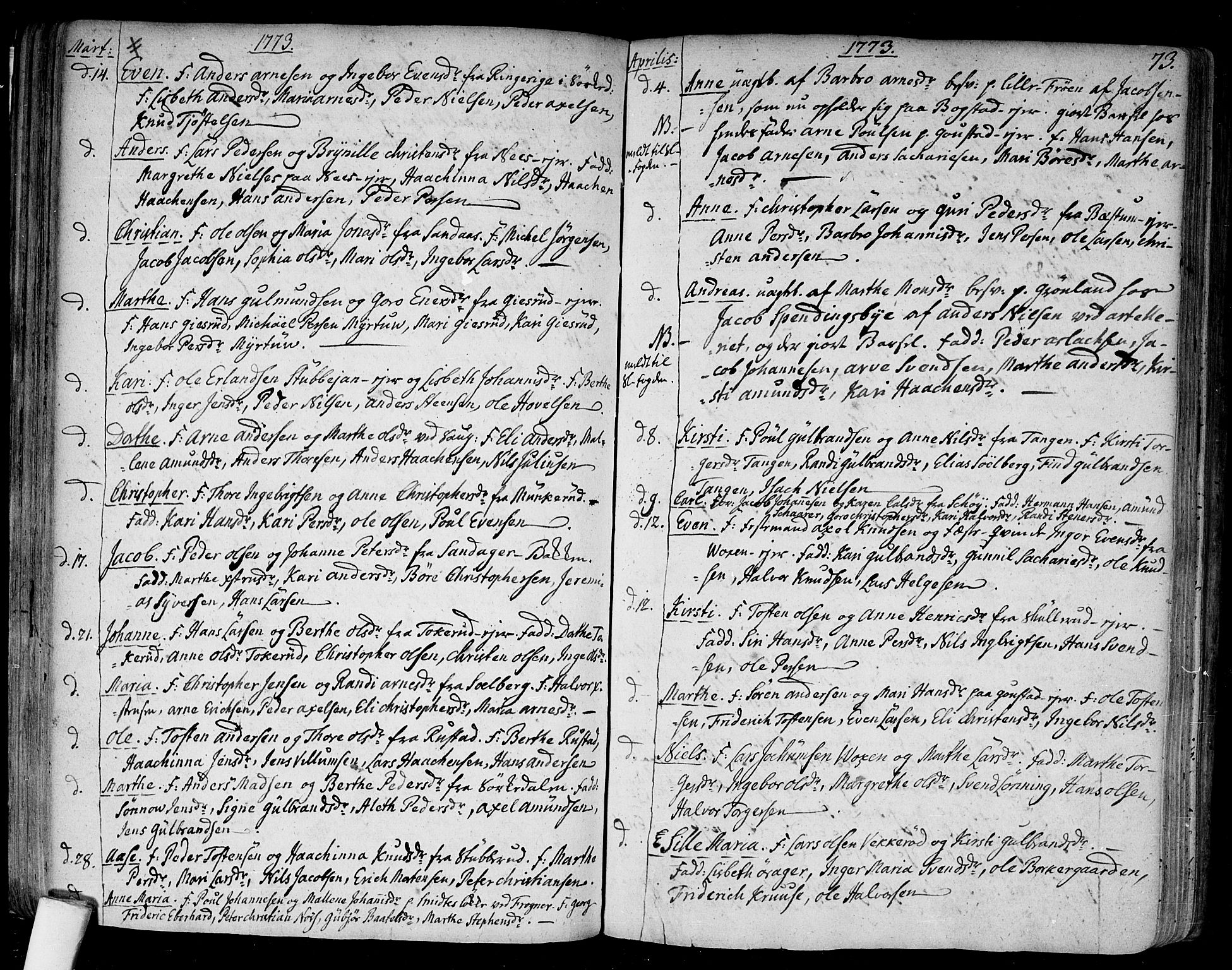 Aker prestekontor kirkebøker, AV/SAO-A-10861/F/L0009: Ministerialbok nr. 9, 1765-1785, s. 73