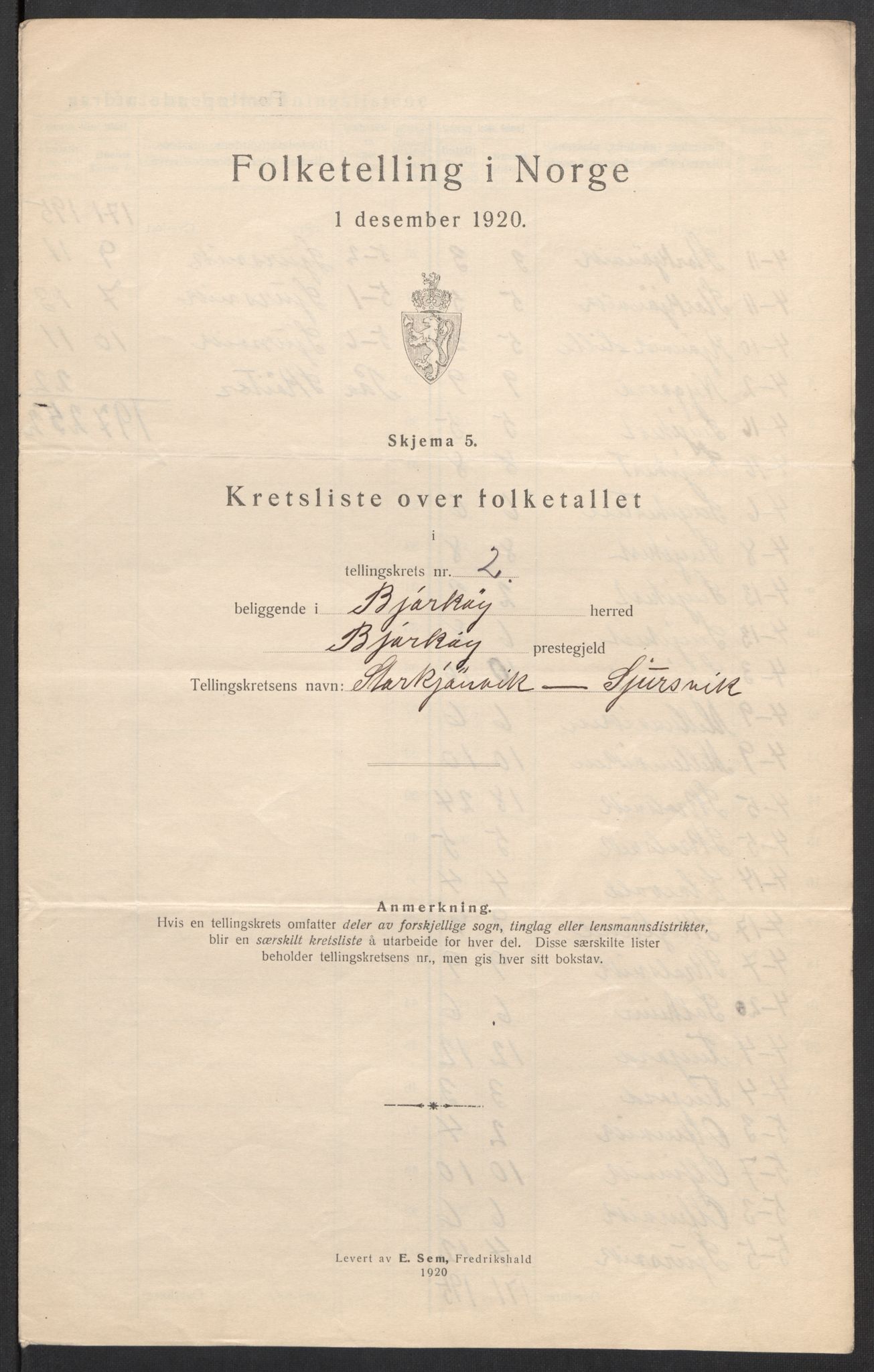 SATØ, Folketelling 1920 for 1915 Bjarkøy herred, 1920, s. 10